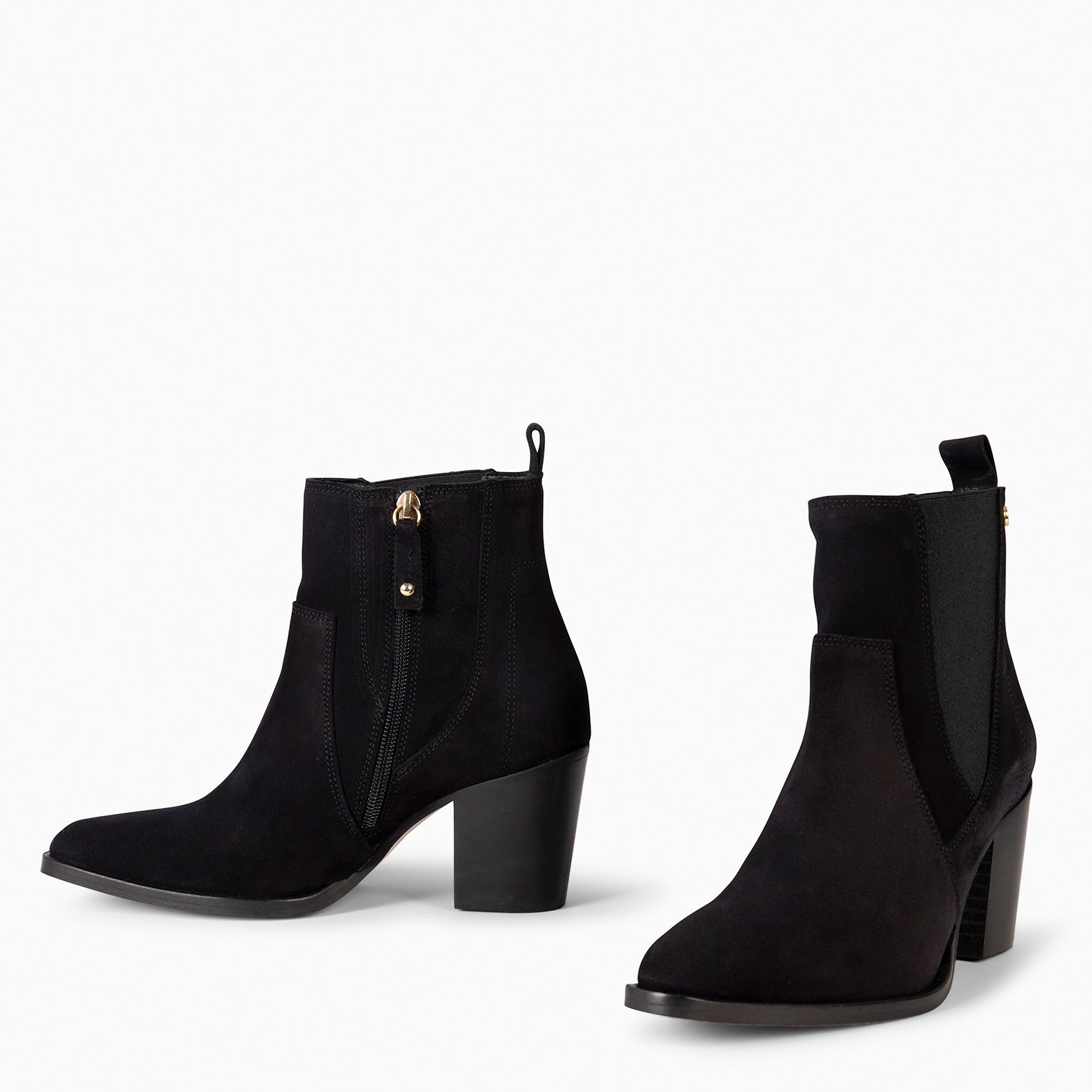 AMBER – BLACK Botiees with wide heel