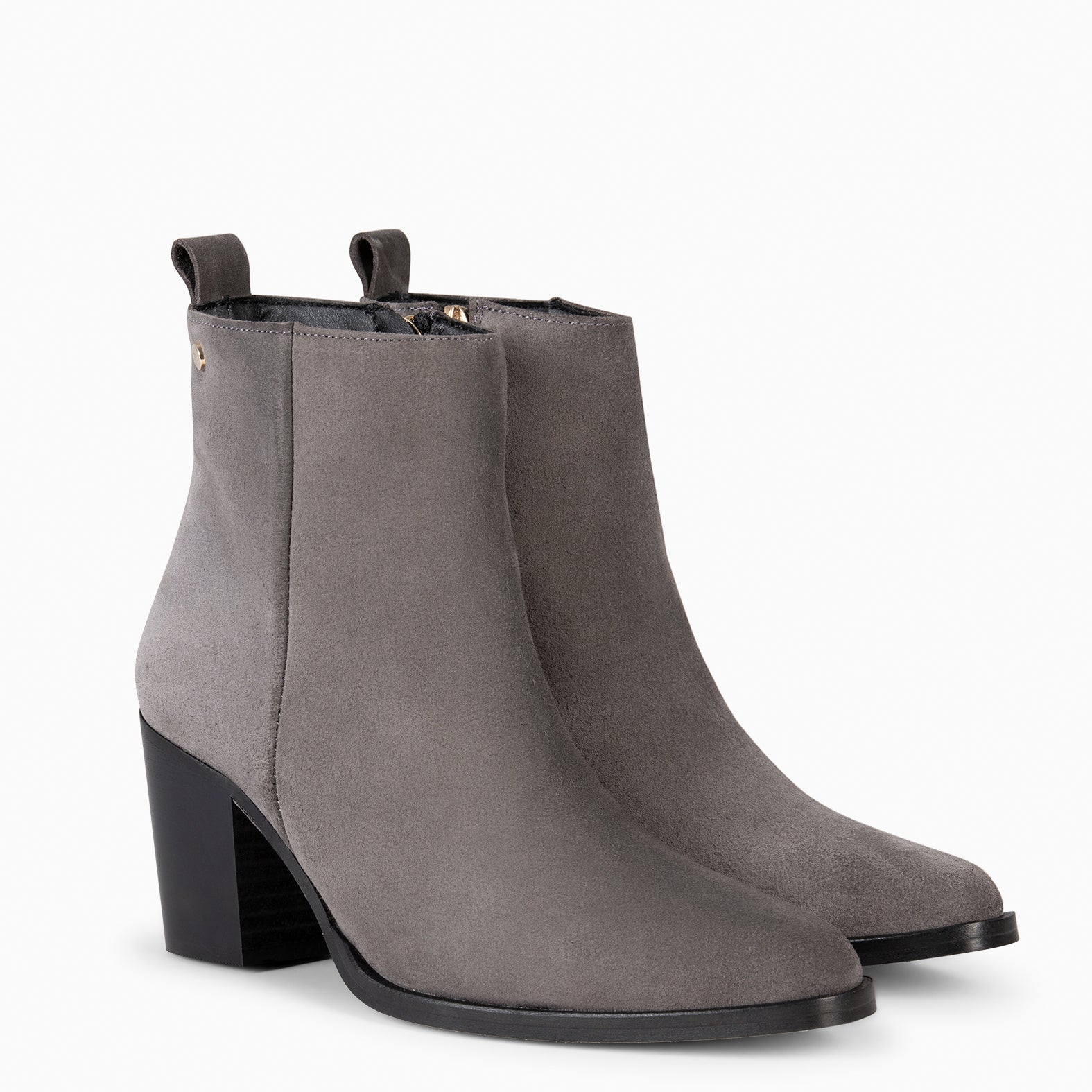 OLSEN – GREY Booties with wide heel