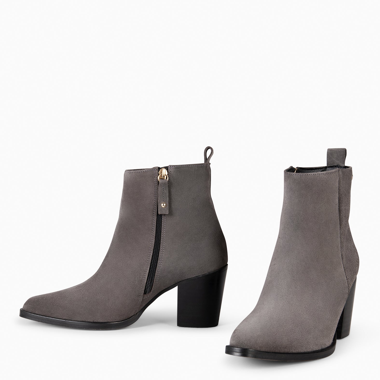 OLSEN – GREY Booties with wide heel