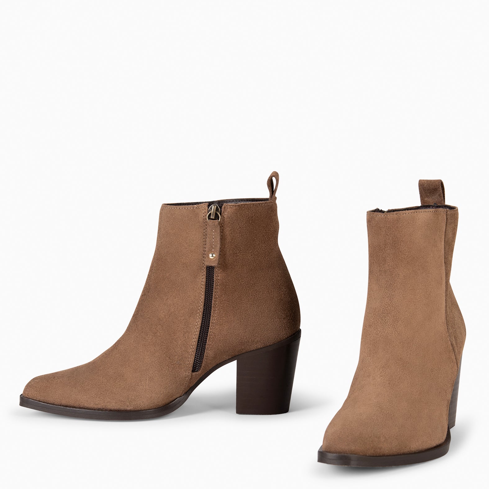 OLSEN – Botines de tacón ancho CAMEL