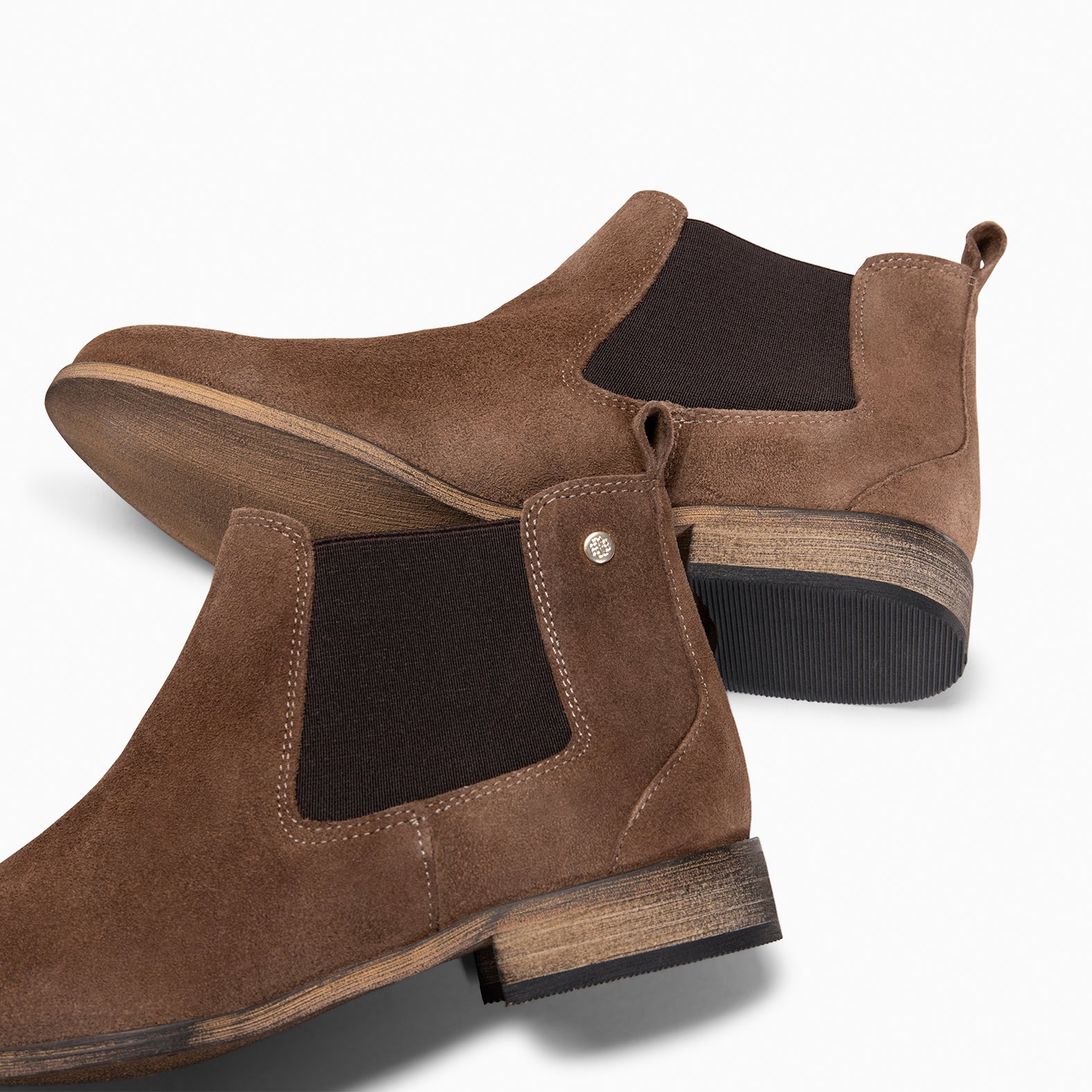 CLAIRE - Botín de serraje estilo Chelsea TAUPE