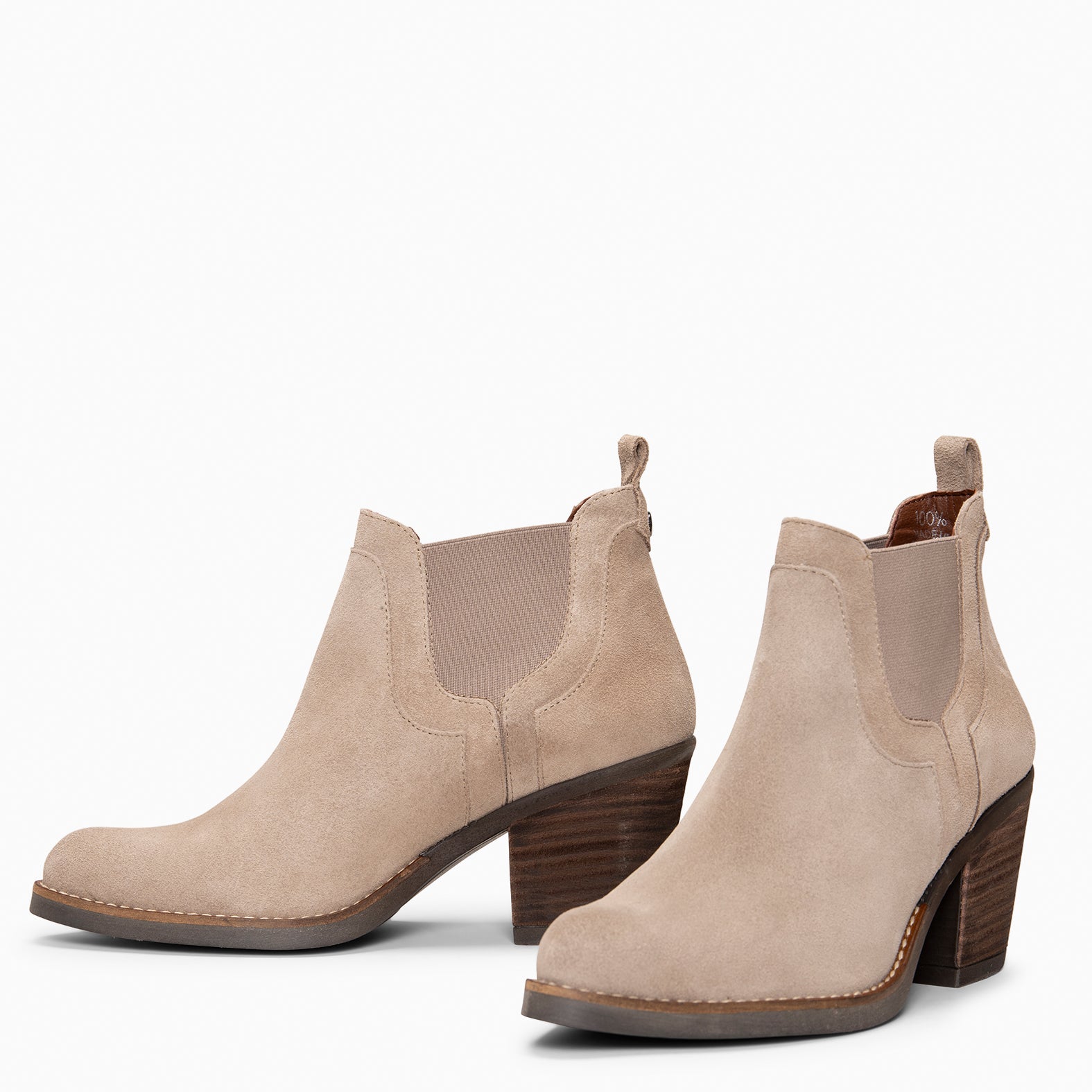 CASSIDY - BEIGE High-heeled chelsea style ankle boots