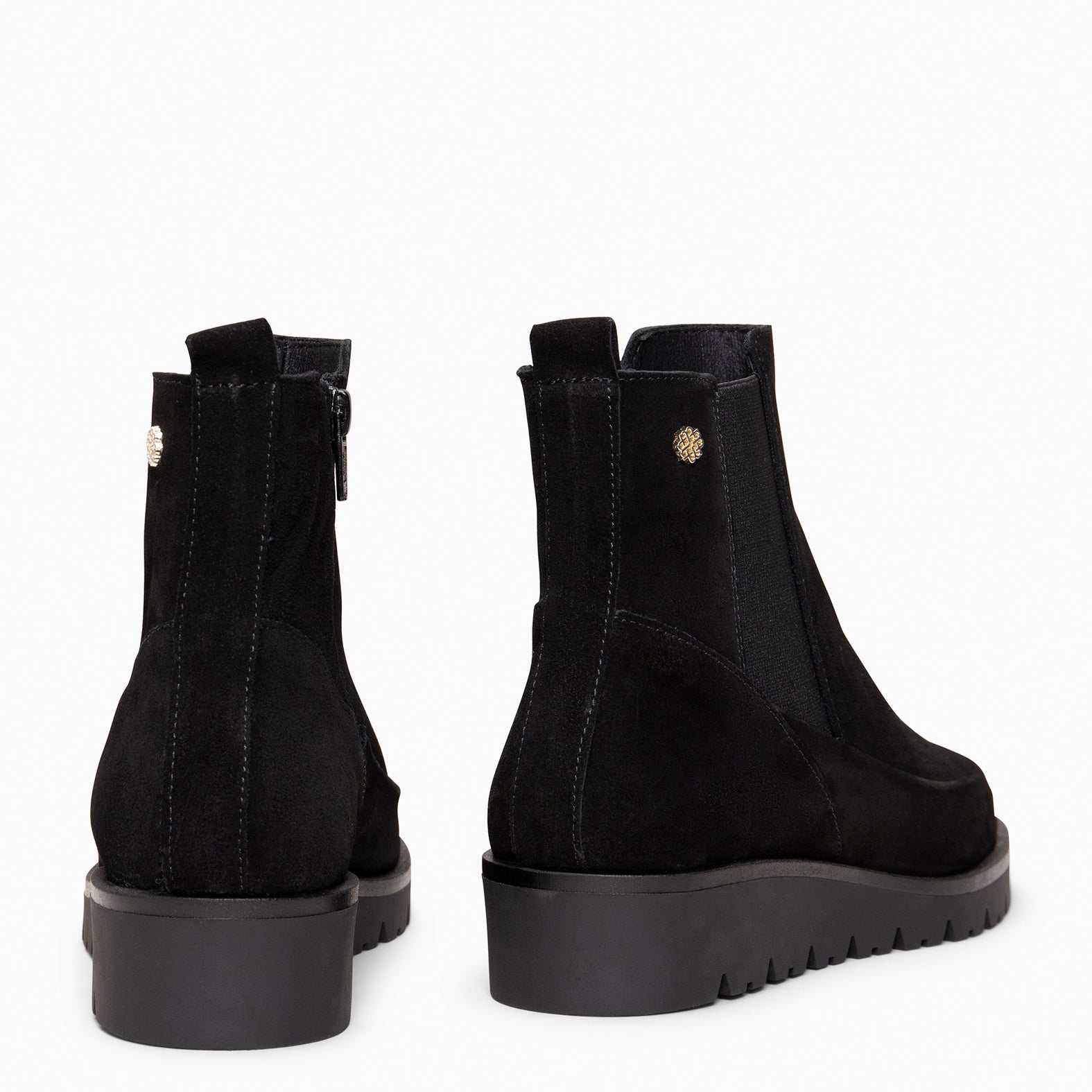 BRISTOL - Bottines à petit talon compensé en daim NOIR