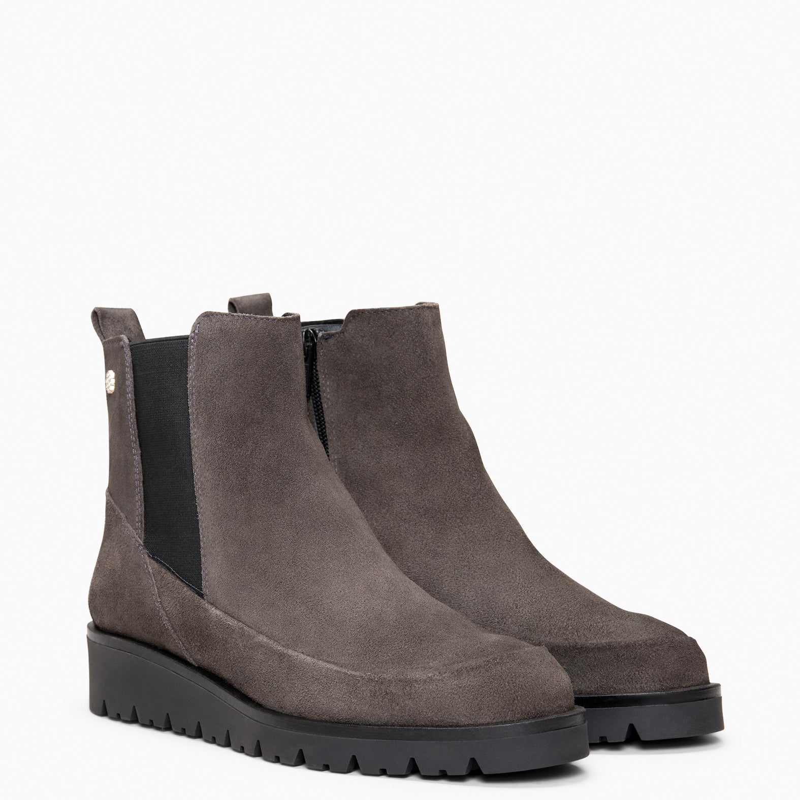 BRISTOL - Botines de ante con cuña GRIS