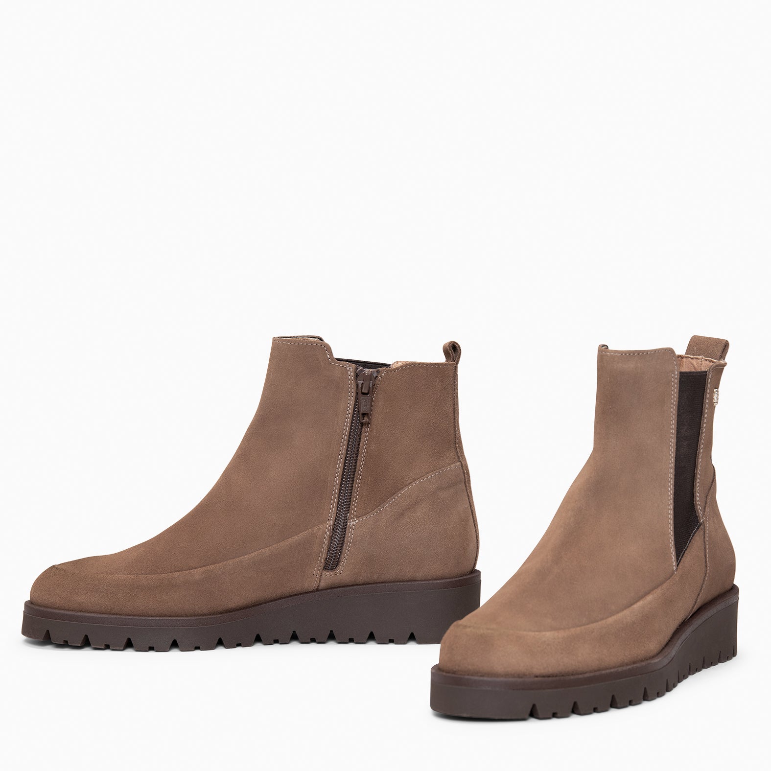 BRISTOL - Botines de ante con cuña TAUPE