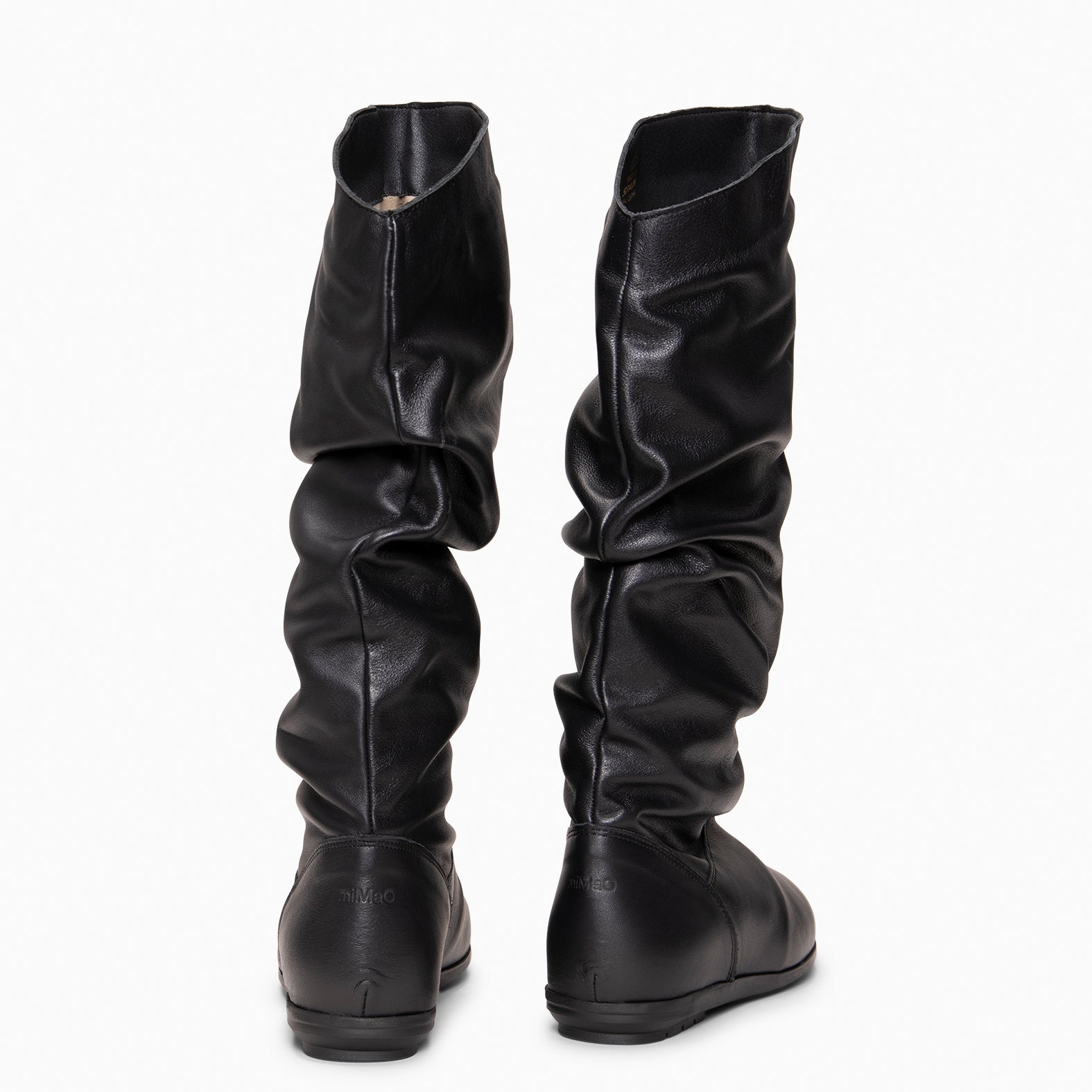 FIONA - Botas arrugadas de piel NEGRO