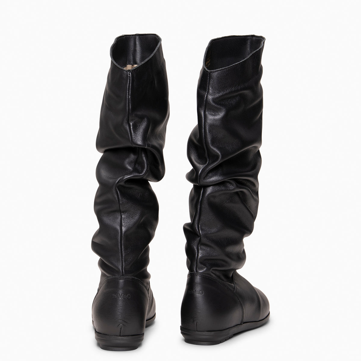 FIONA - Bottes plissées en cuir NOIR