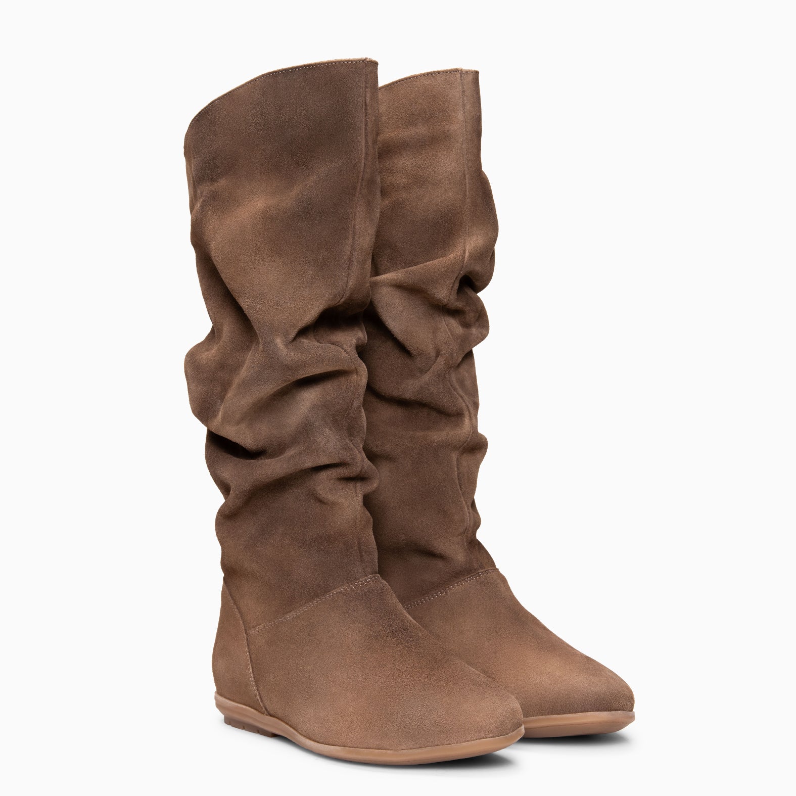 FIONA - Botas arrugadas de ante TAUPE