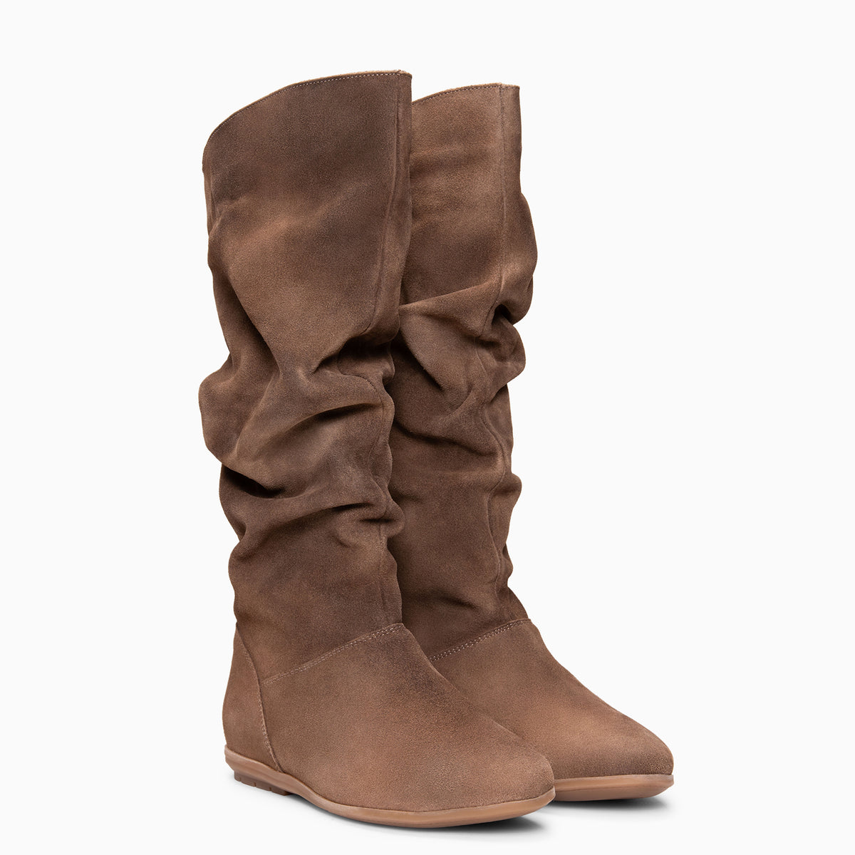 FIONA - Bottes plissées en daim TAUPE