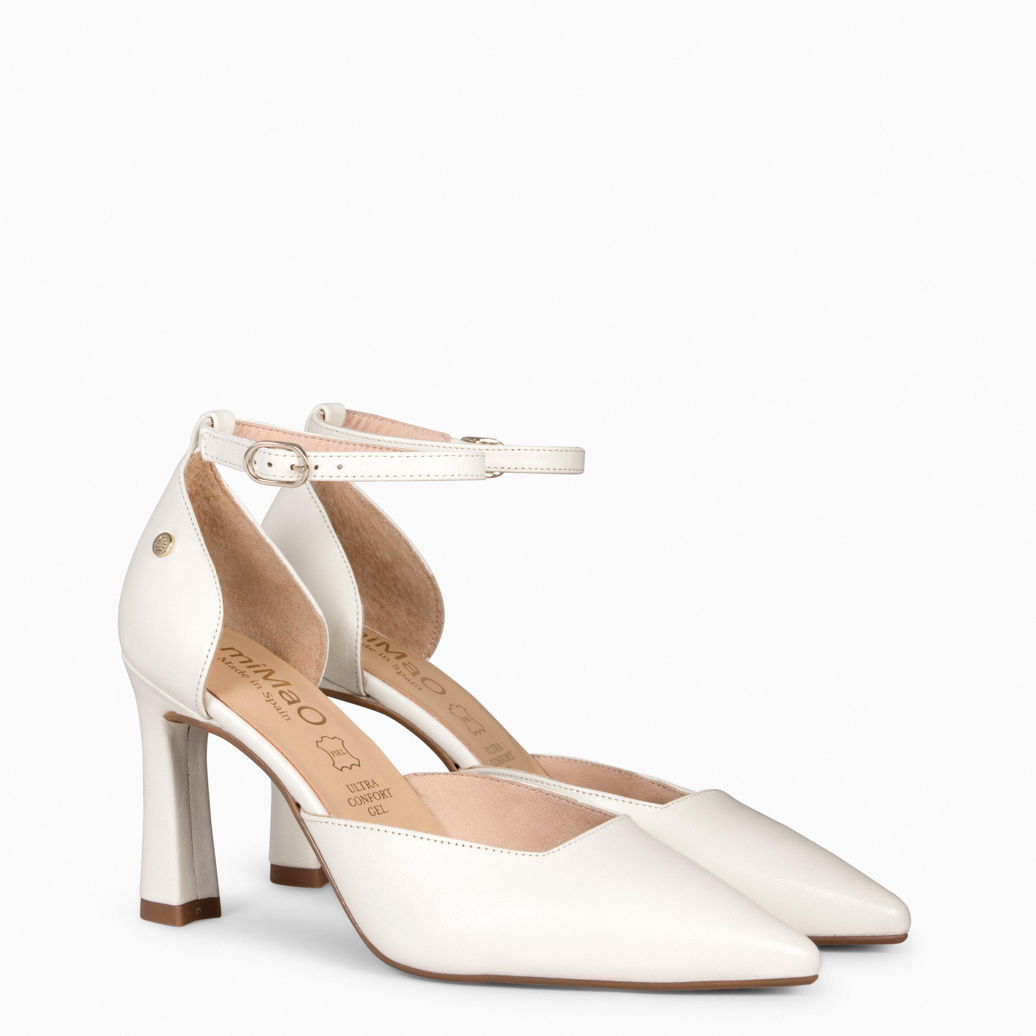  AINHOA - Escarpins à talon haut en cuir BLANC CASSÉ