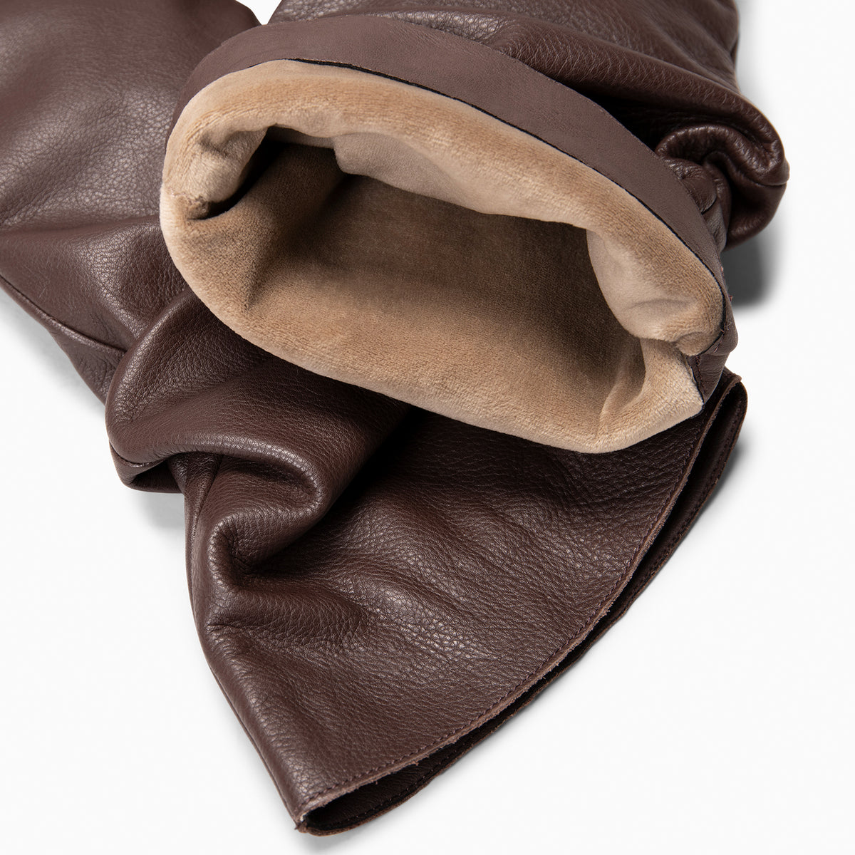 FIONA - Bottes plissées en cuir MARRON