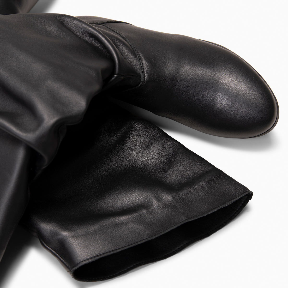 FIONA - Bottes plissées en cuir NOIR
