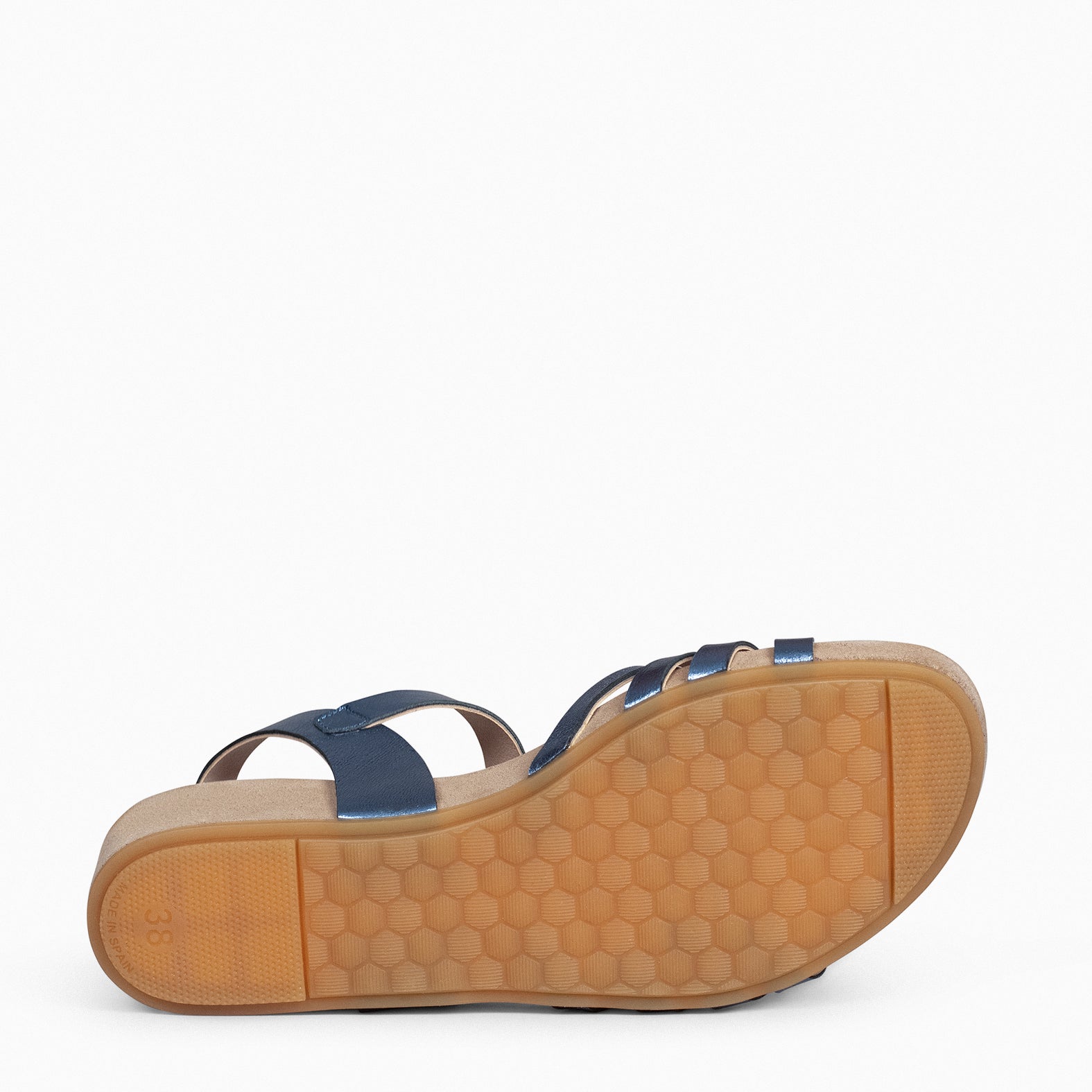 MESINA – BLUE Wedge sandal with metallic straps 