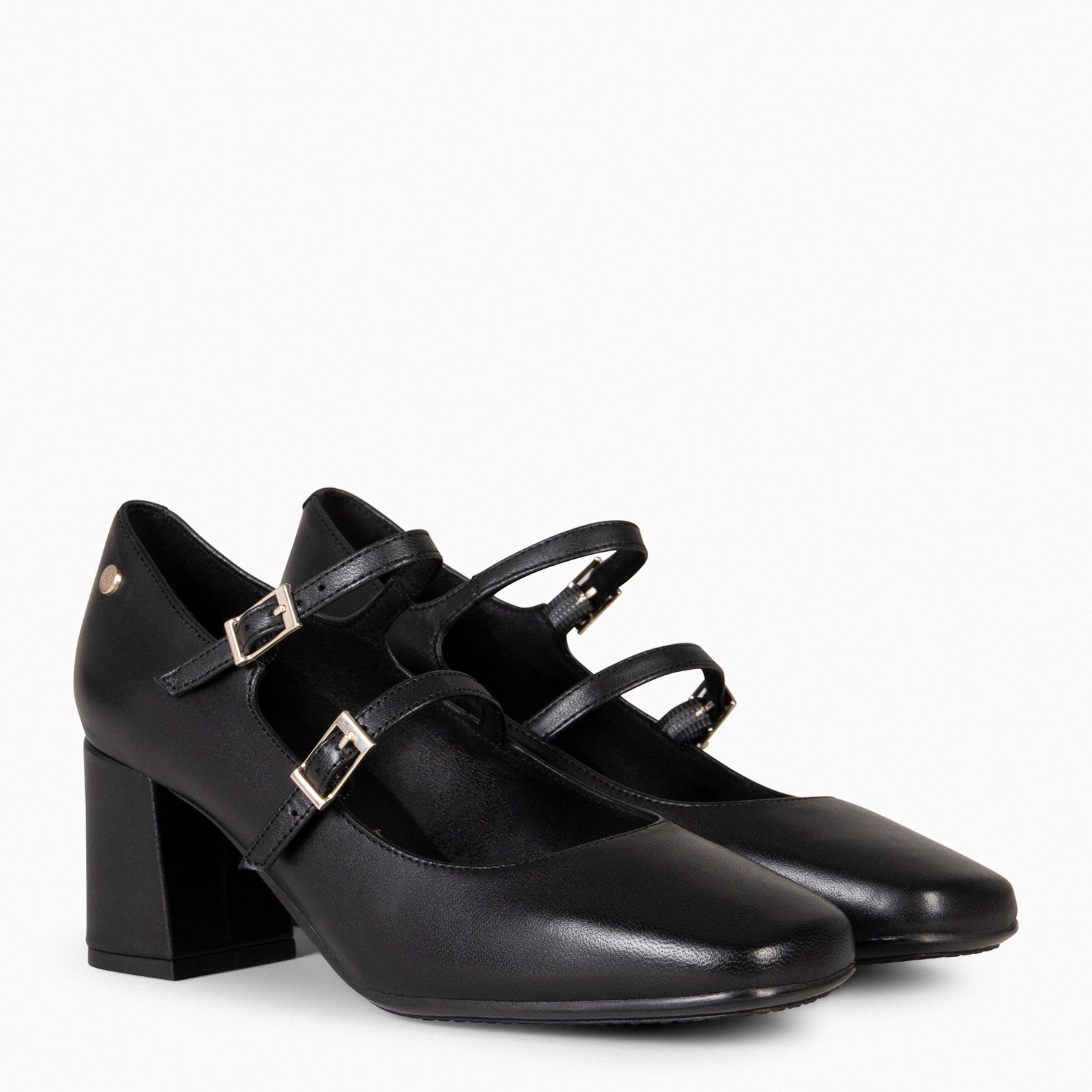 FEBRIS – Chaussures en cuir à double boucles NOIR