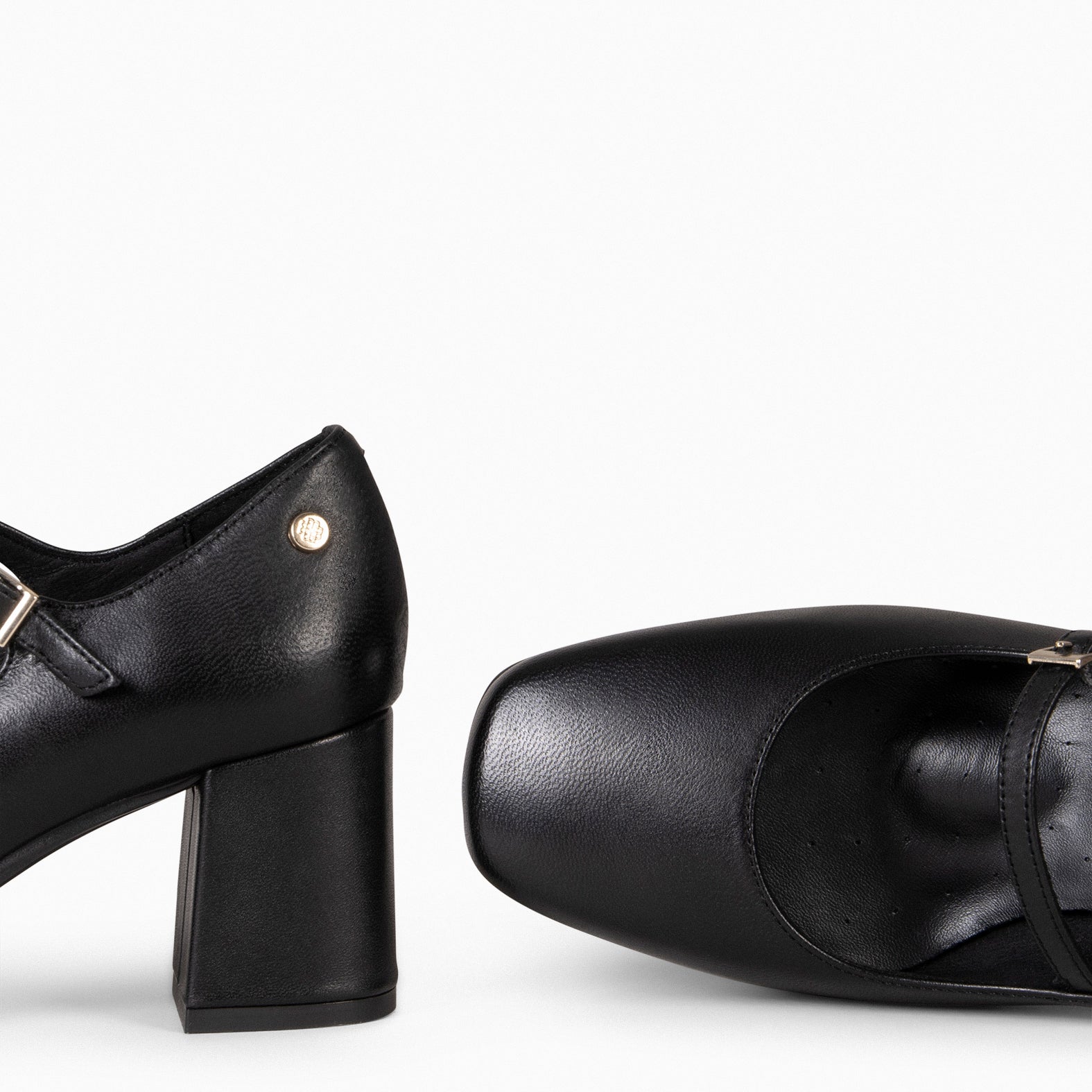 FEBRIS – Chaussures en cuir à double boucles NOIR