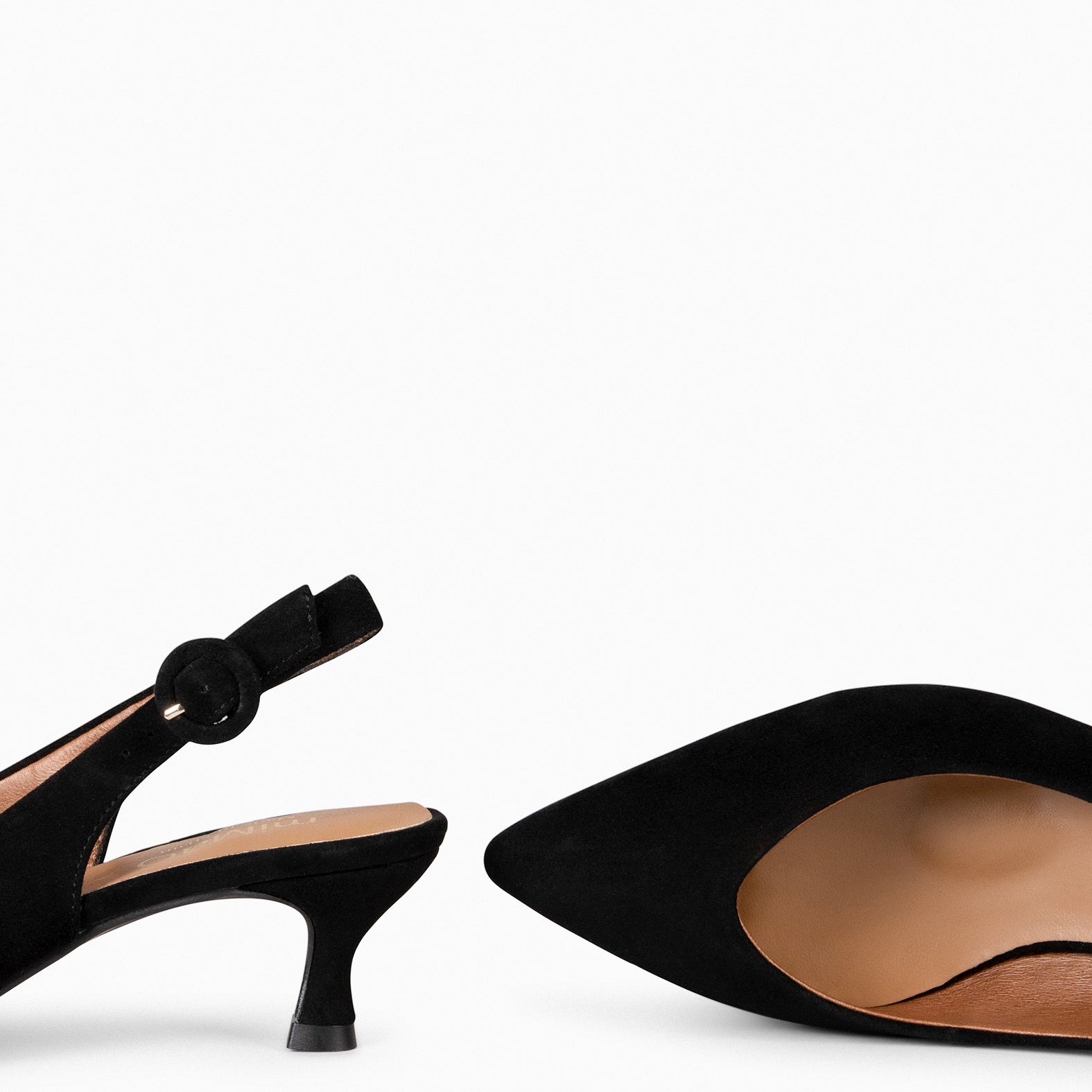 CARMEN – Slingbacks à petit talon kitten NOIR