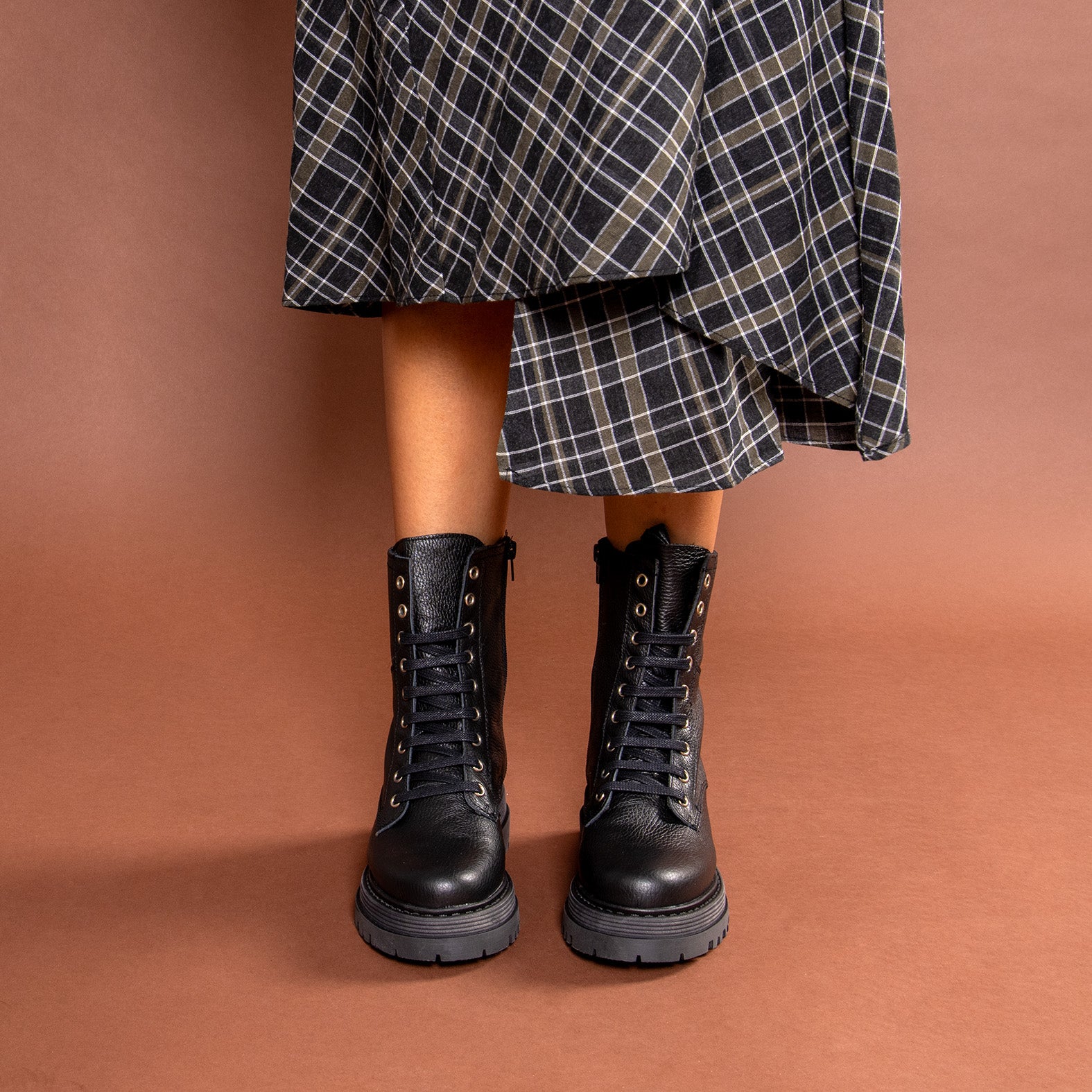 ROLLING - Bottines militaires à lacets NOIR