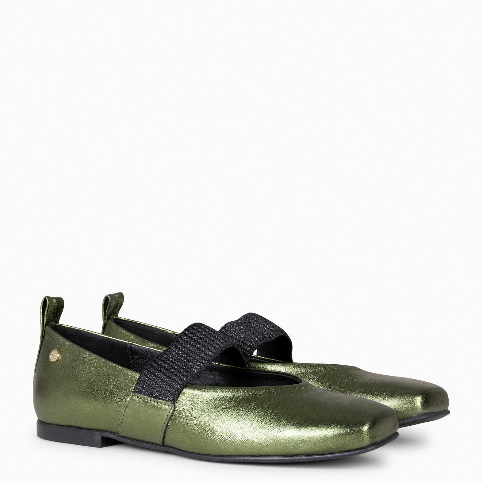 ALINA – METALLIC GREEN Mary-Jane with square toe