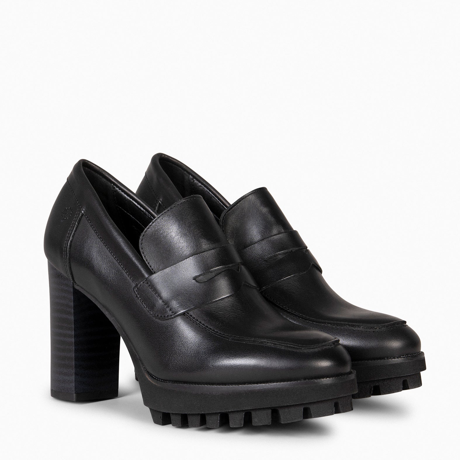 TREND - Mocasín con tacón y plataforma en NEGRO