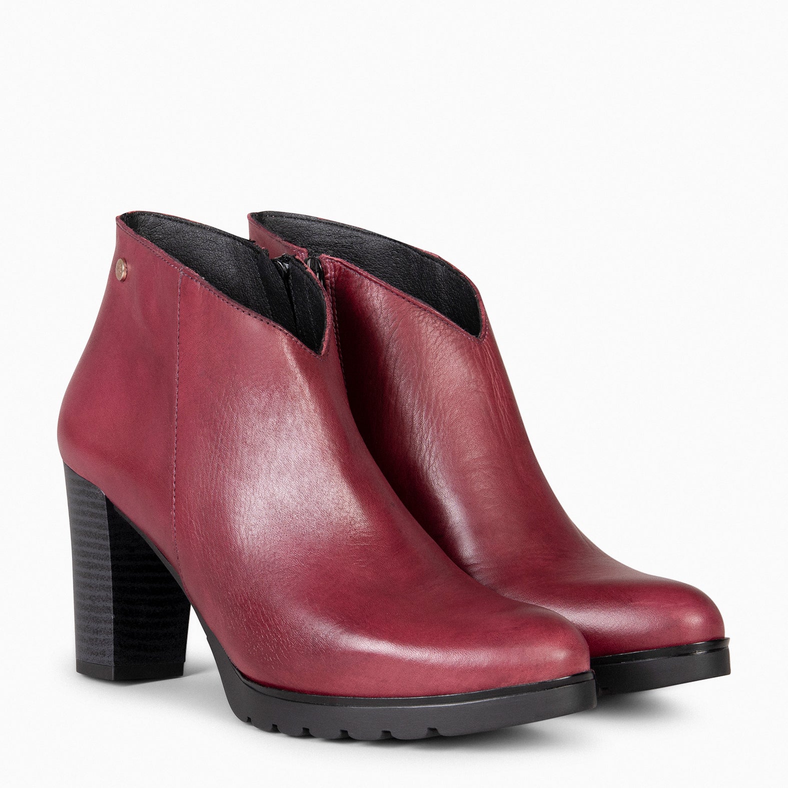 CLASSIC - Botines de tacón de piel BURDEOS