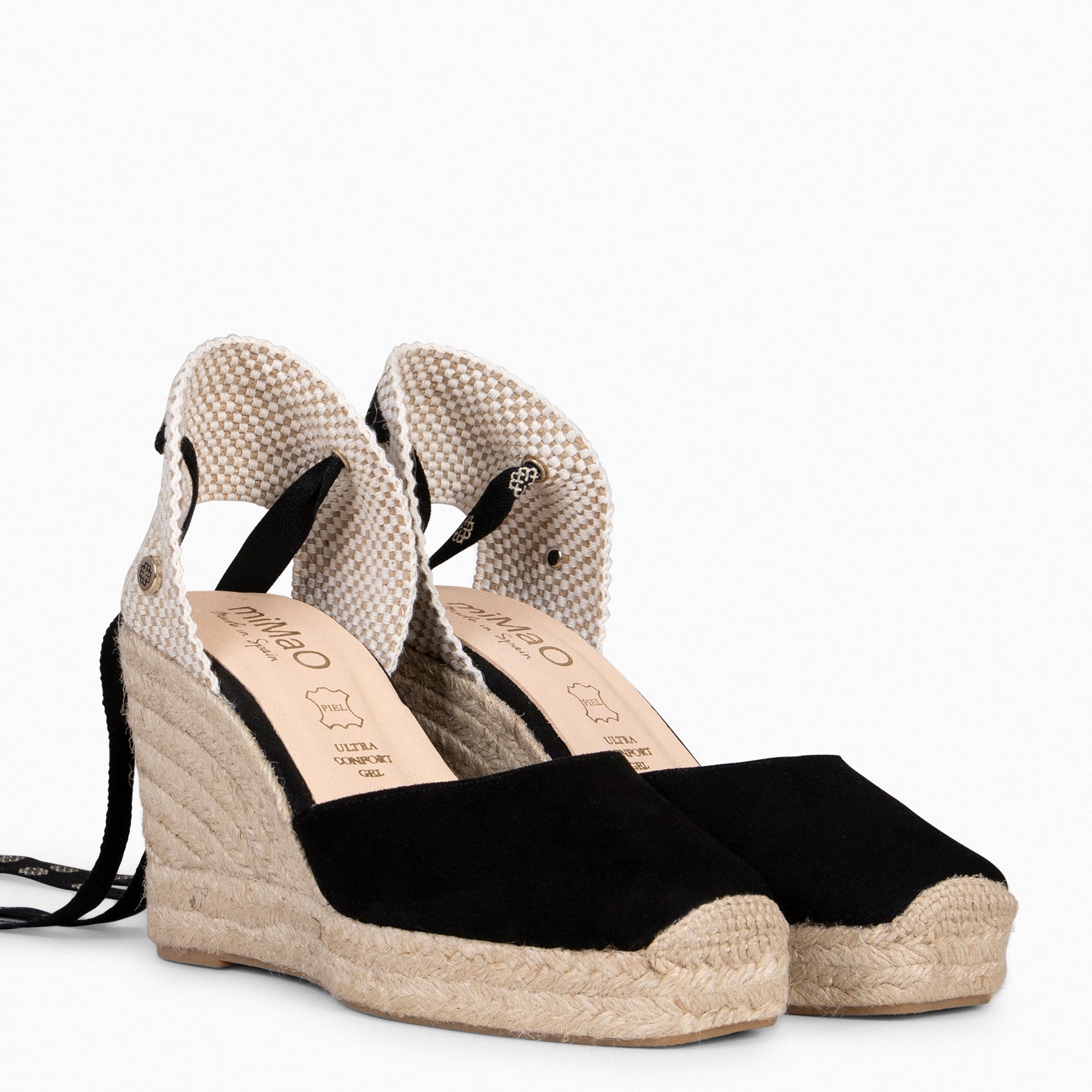 MOMBASA - Espadrilles compensées à ruban NOIR