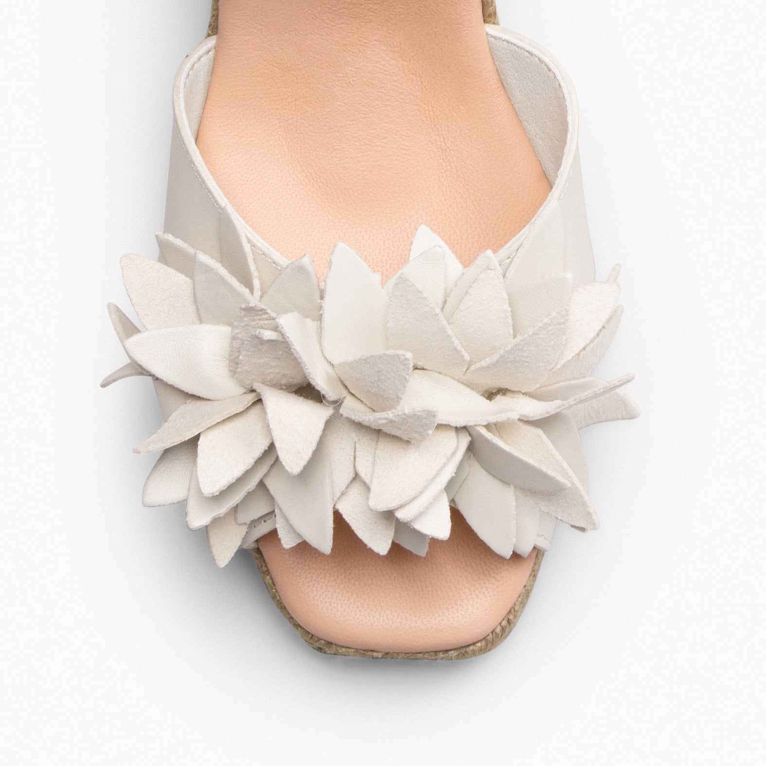 ZAHARA - Espadrilles à fleur en cuir IVOIRE