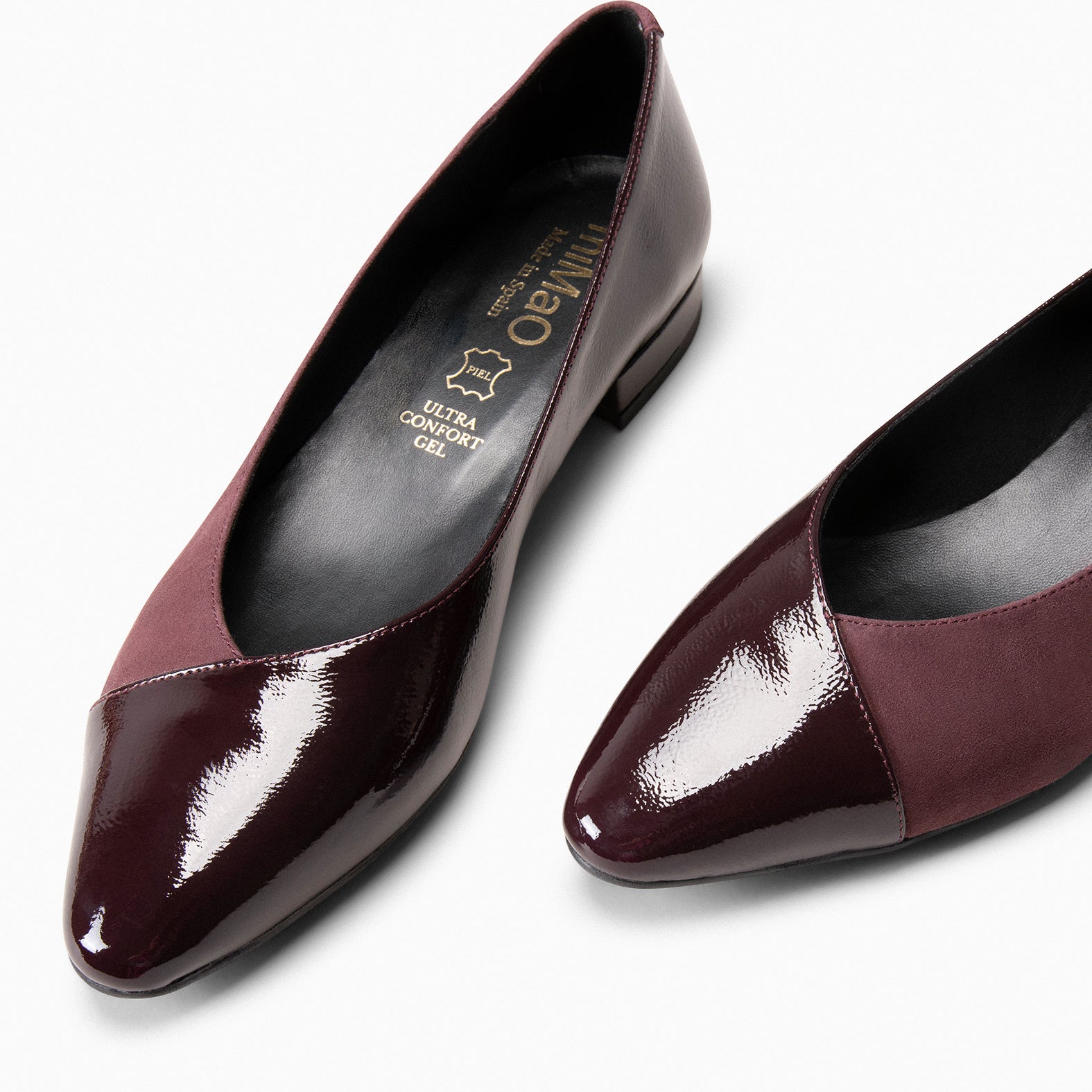 KATE – Bailarinas tacón bajo BURDEOS miMaO ®1