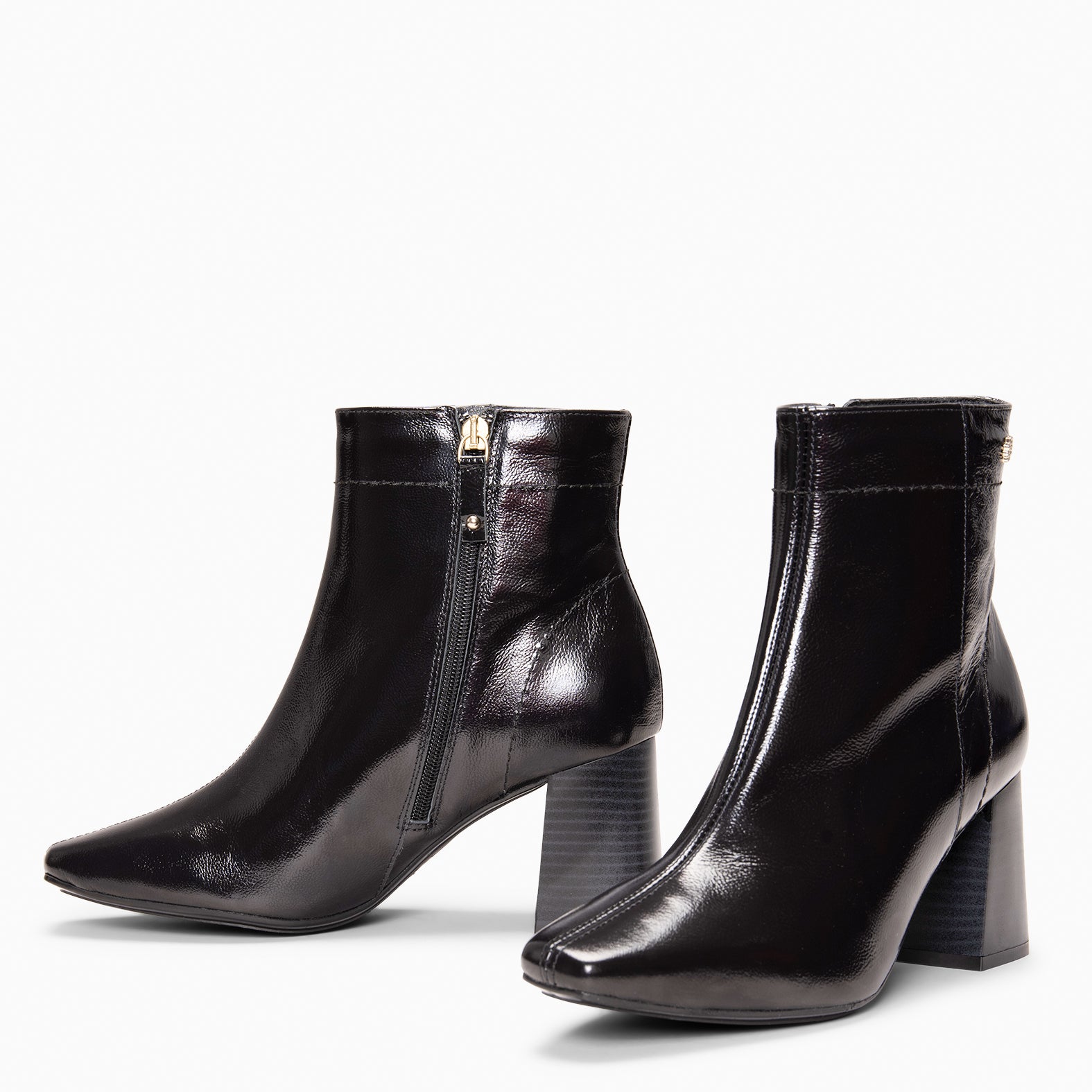 LIPPA - Botines de tacón alto de charol NEGRO