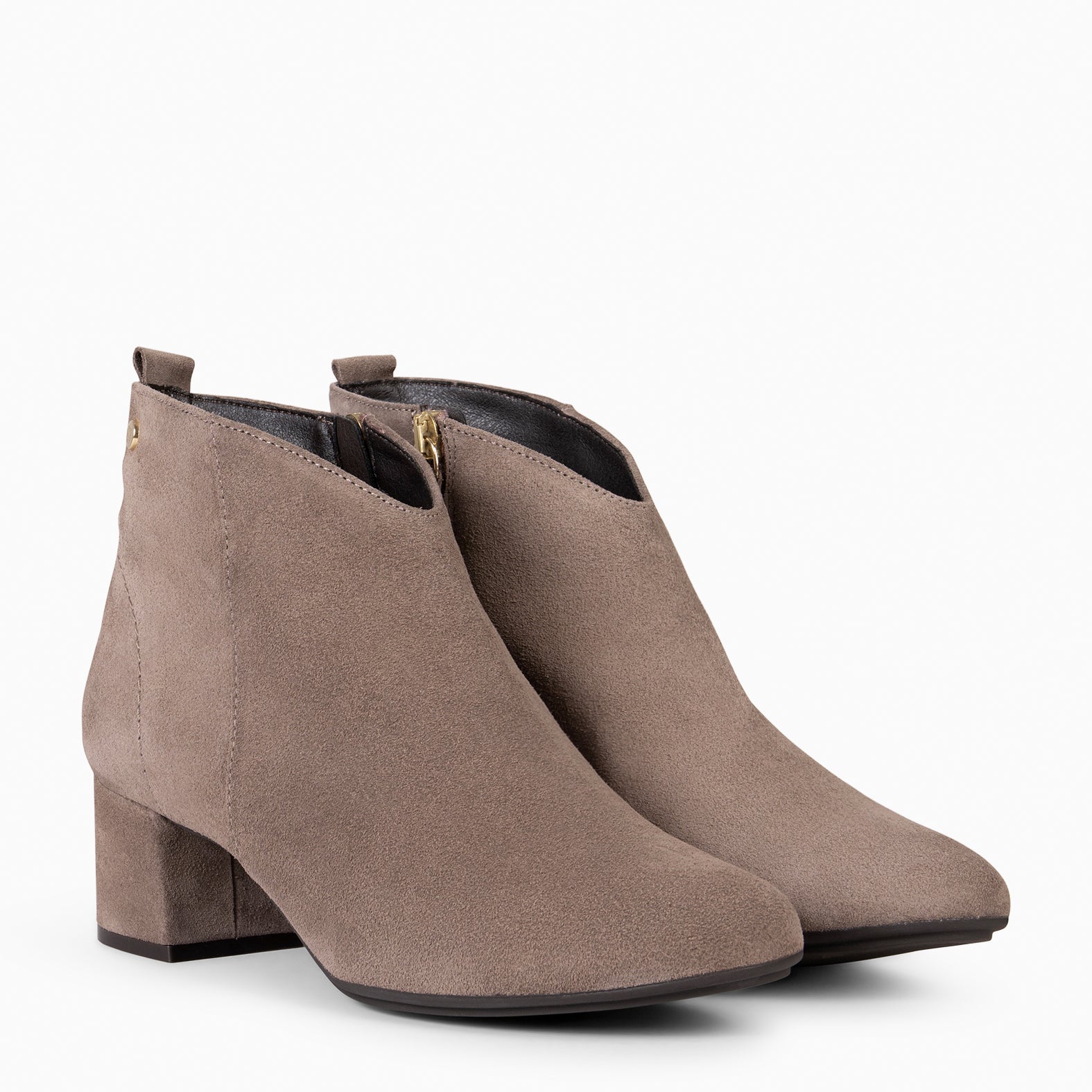 BERNA – Botines con tacón ancho TAUPE