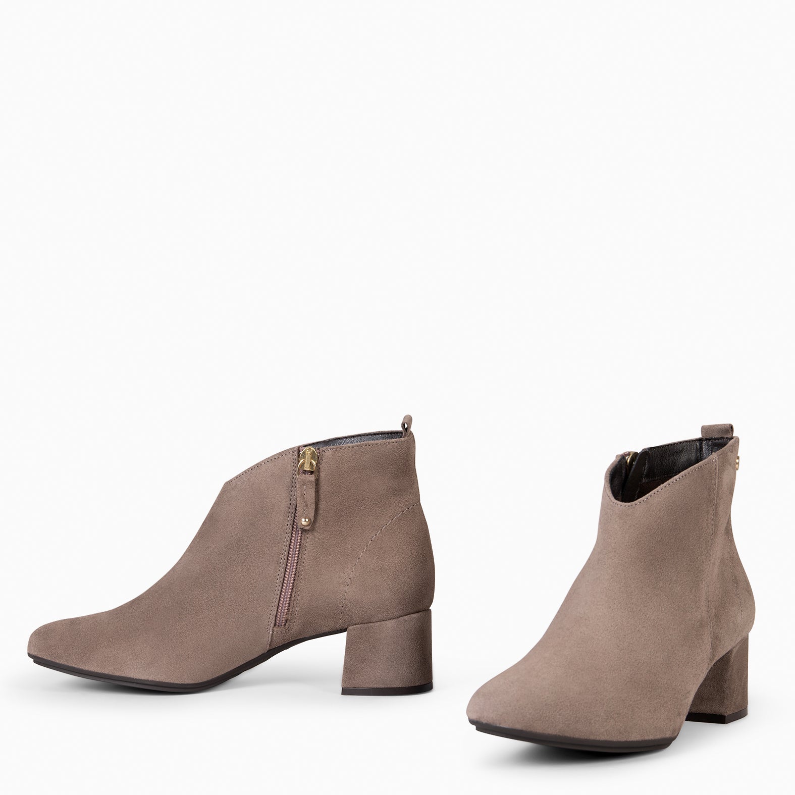 BERNA – Botines con tacón ancho TAUPE