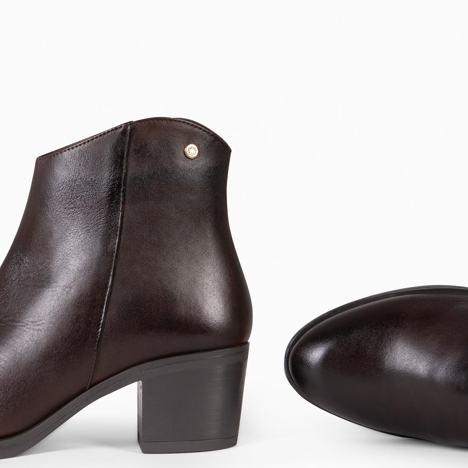 PRESTON – Bottines à talon en cuir MARRON