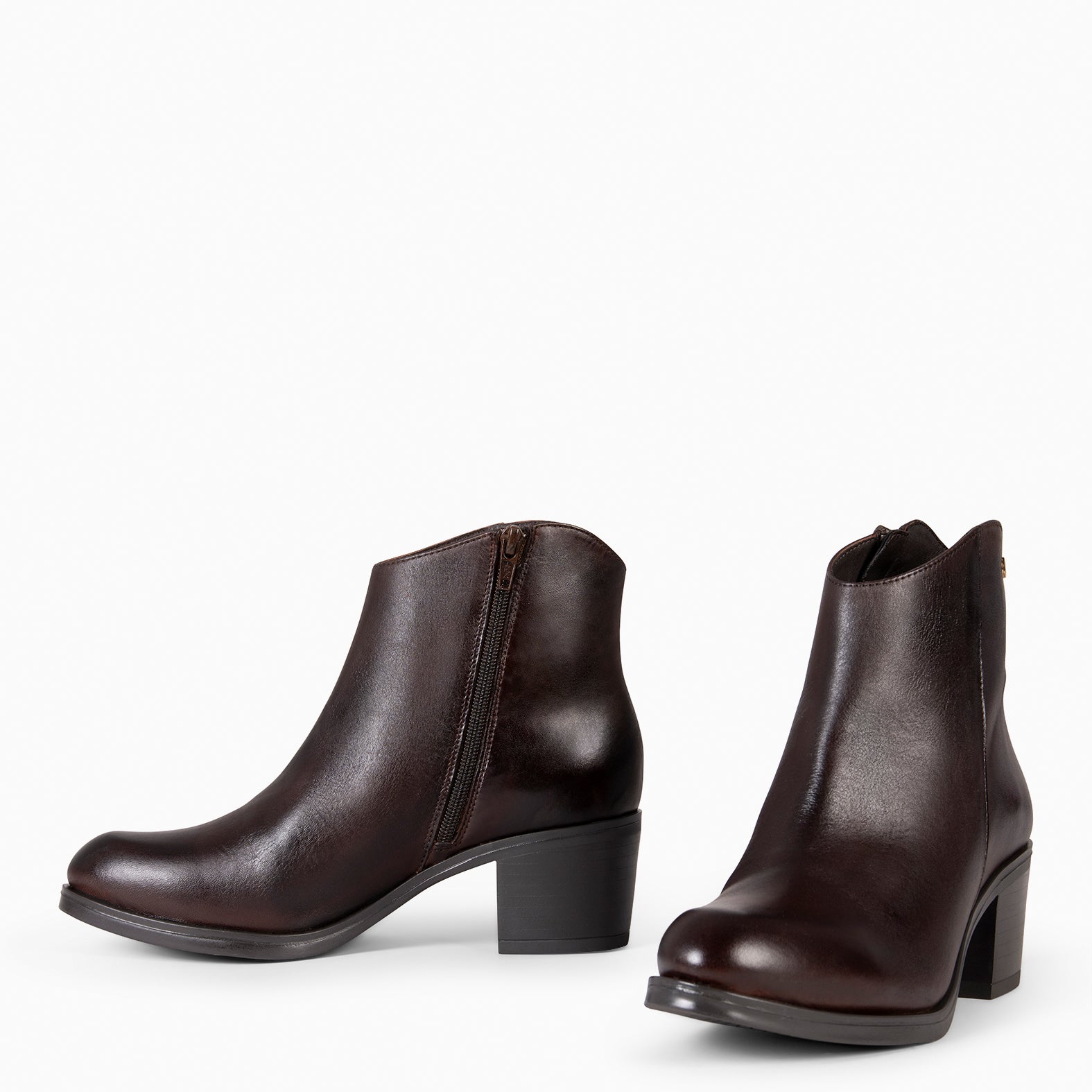 PRESTON – Bottines à talon en cuir MARRON