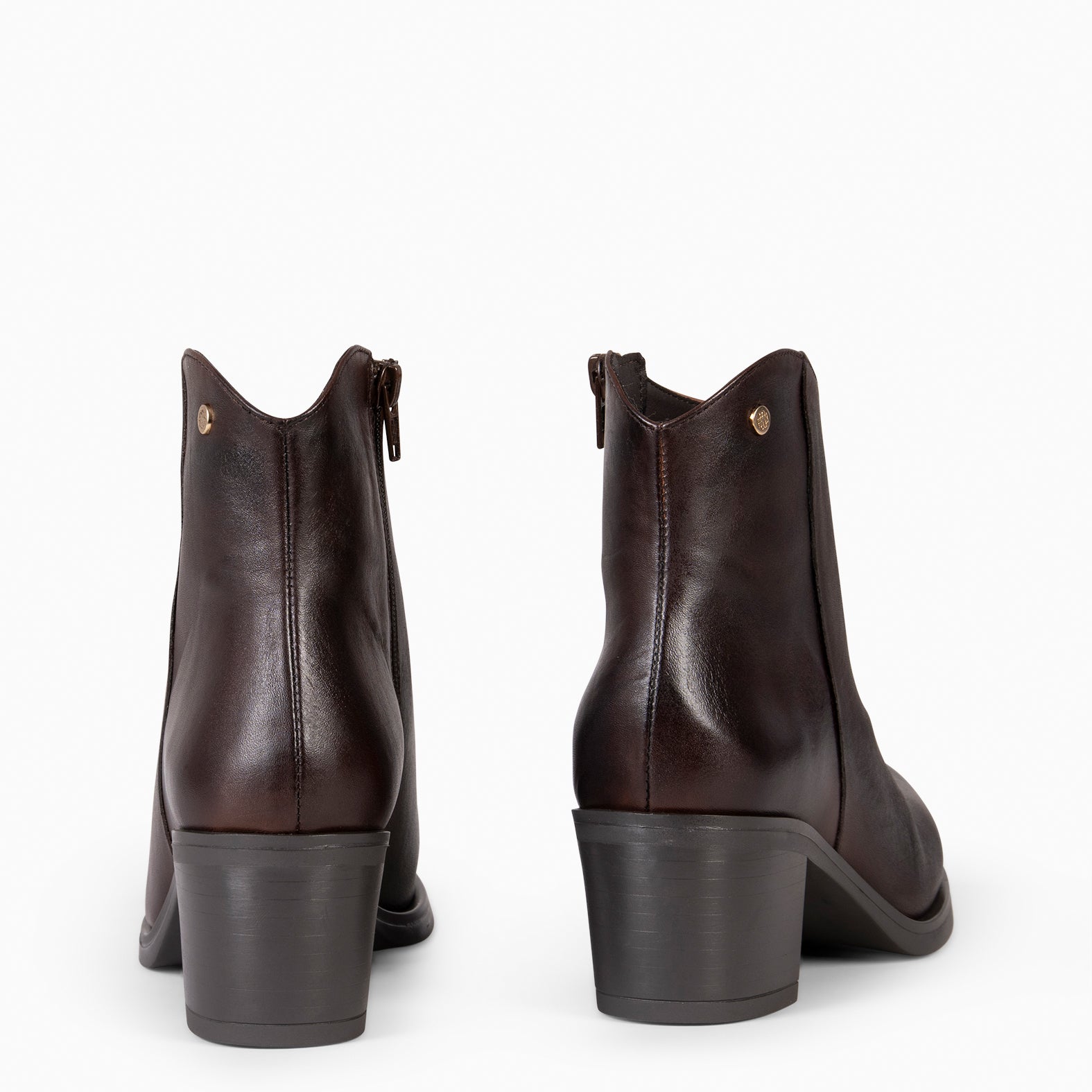 PRESTON – Bottines à talon en cuir MARRON