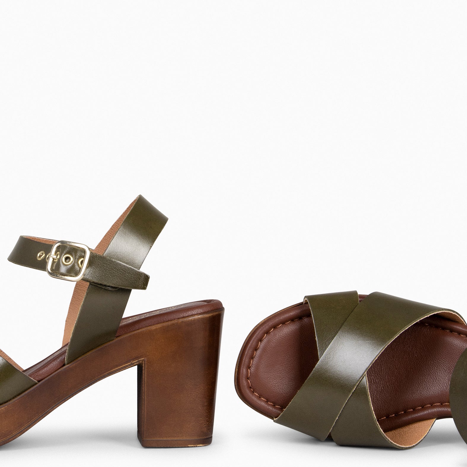 TAVIRA – KHAKI wide-heeled sandal