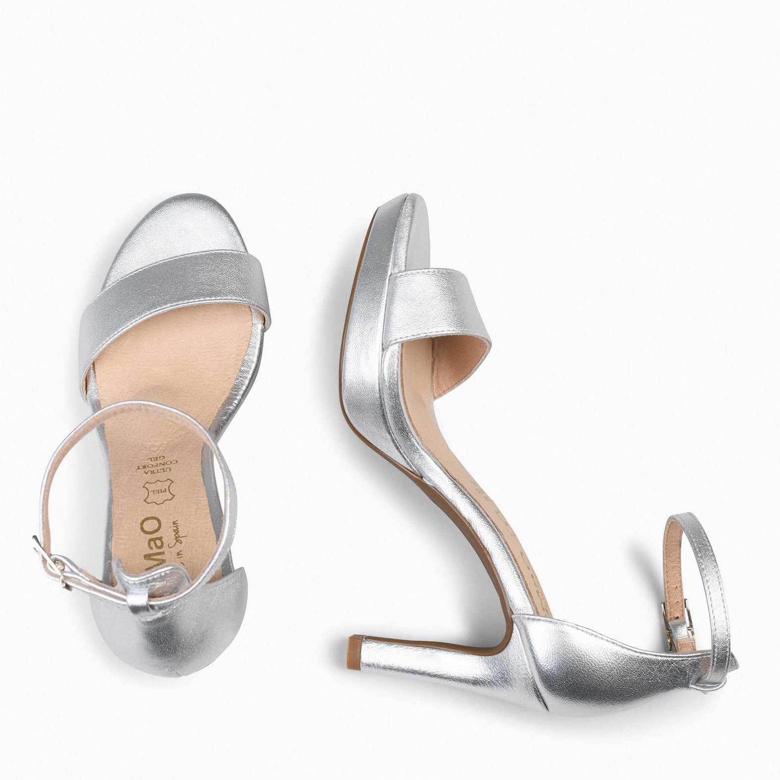 PARTY - SILVER HIGH-HEELED PLATFORM SANDALS