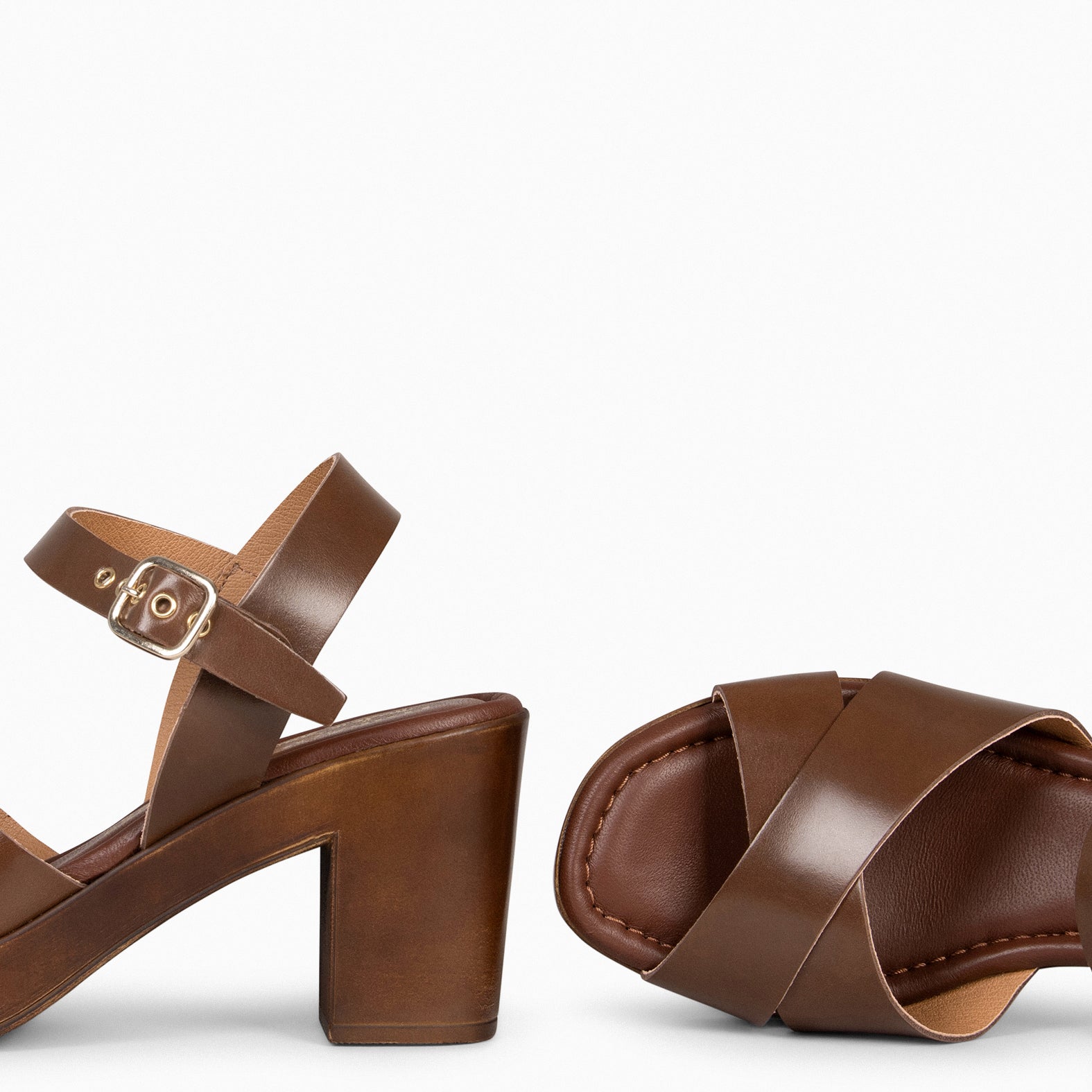 TAVIRA – BROWN wide-heeled sandal