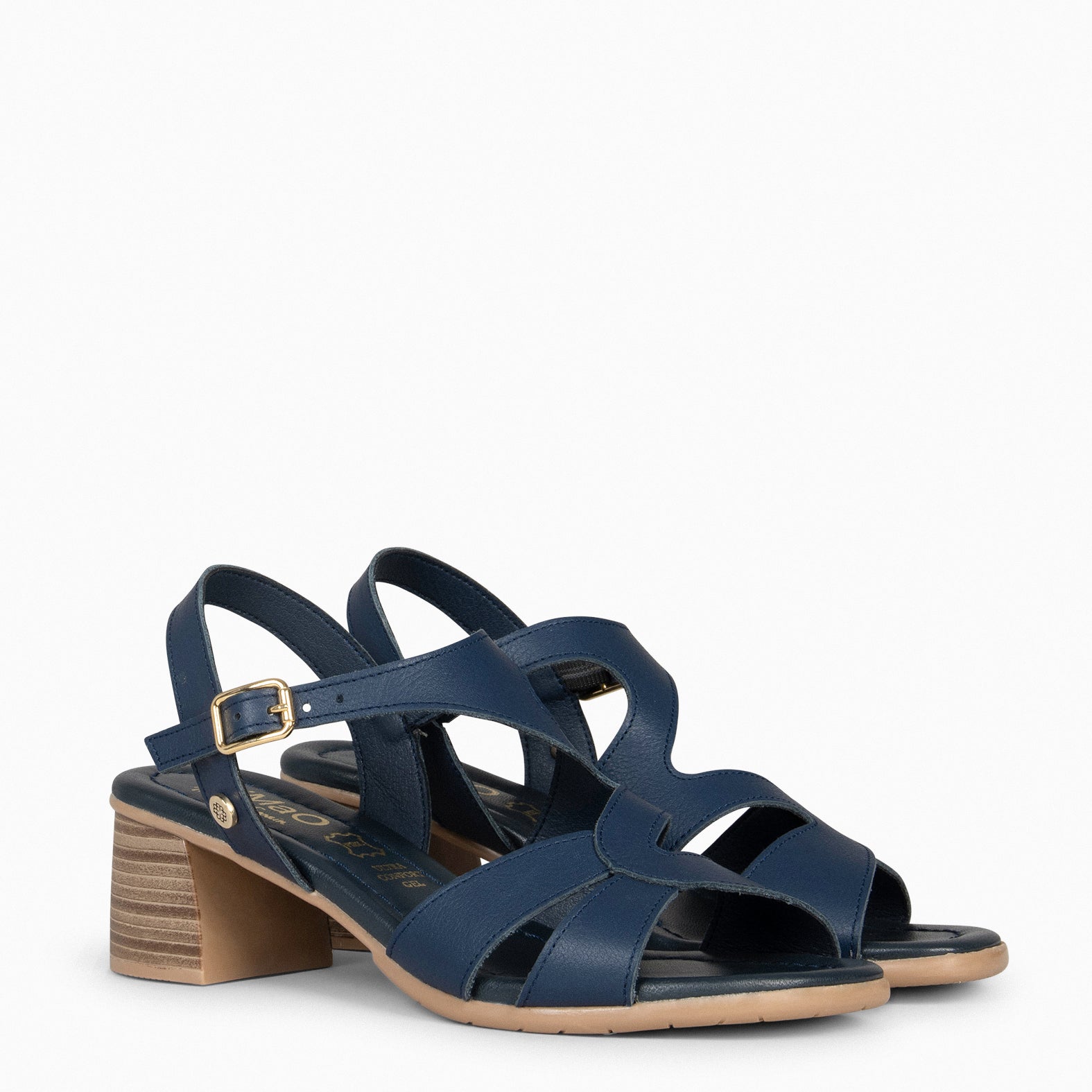 ESTRELLA – NAVY wide-heeled sandals