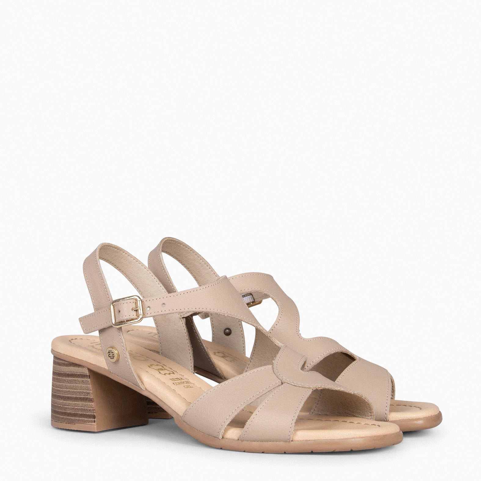 ESTRELLA – TAUPE wide-heeled sandals