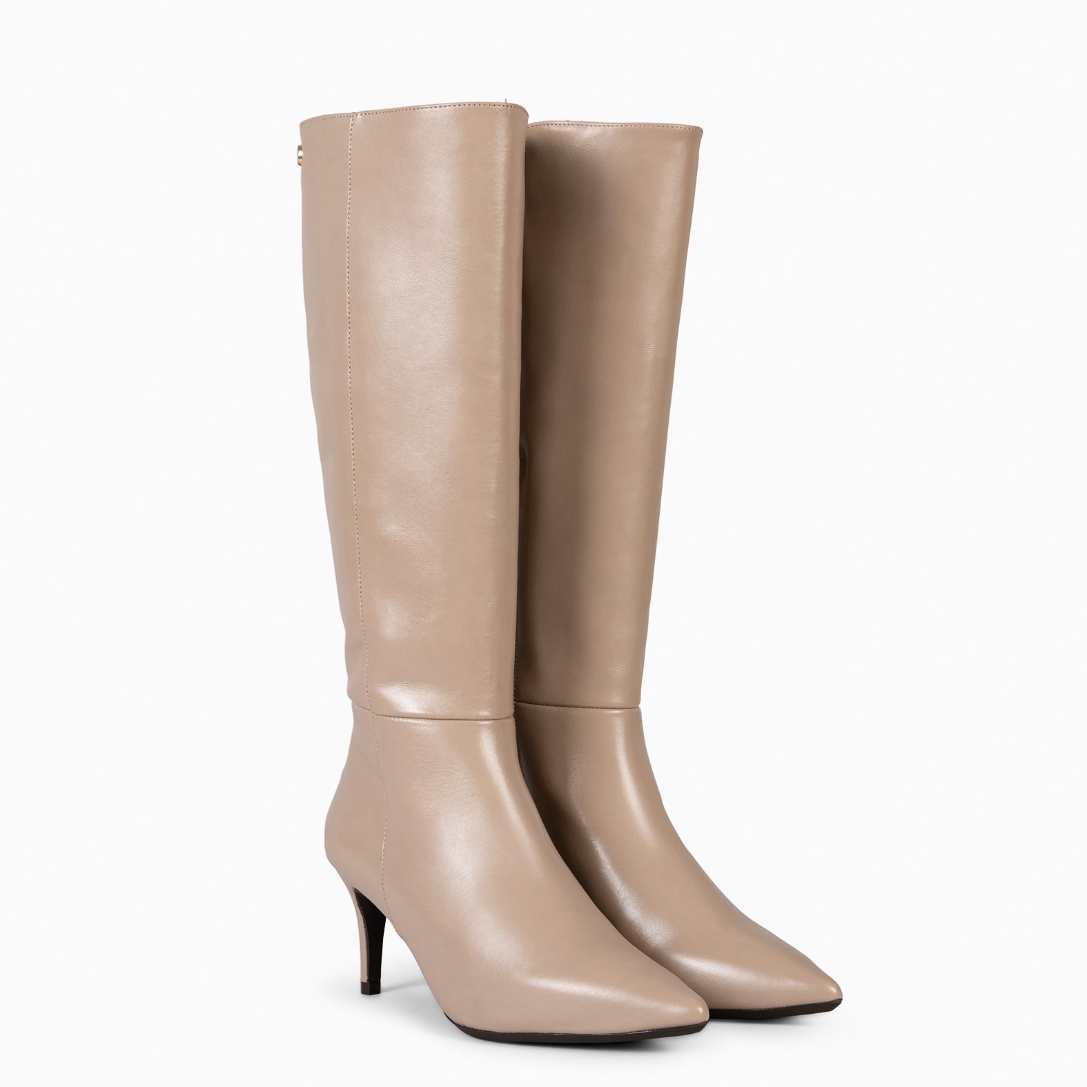 MANHATTAN – Botas de piel con tacón fino TAUPE