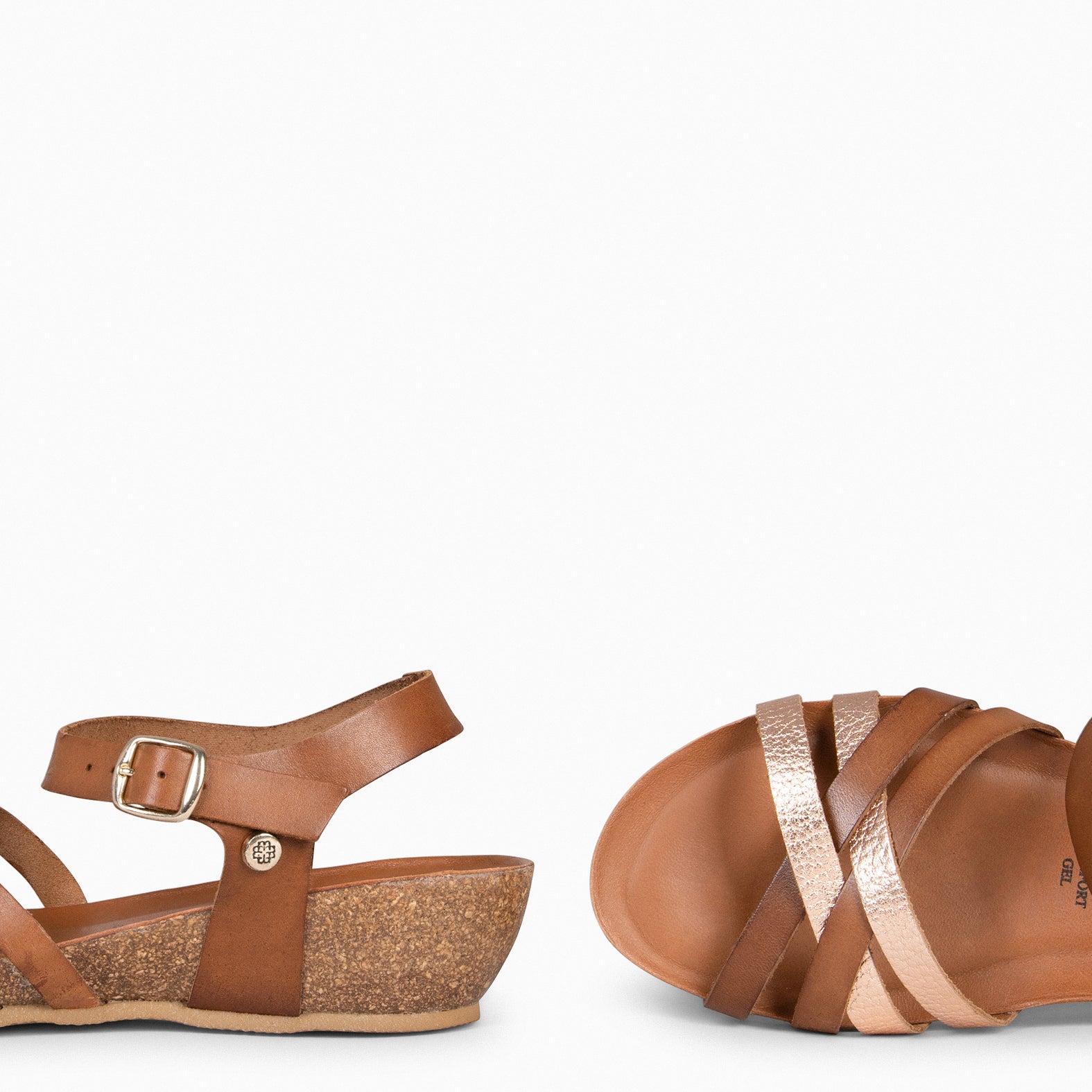 HANAE - BROWN BIO Multi-strap crossed sandals