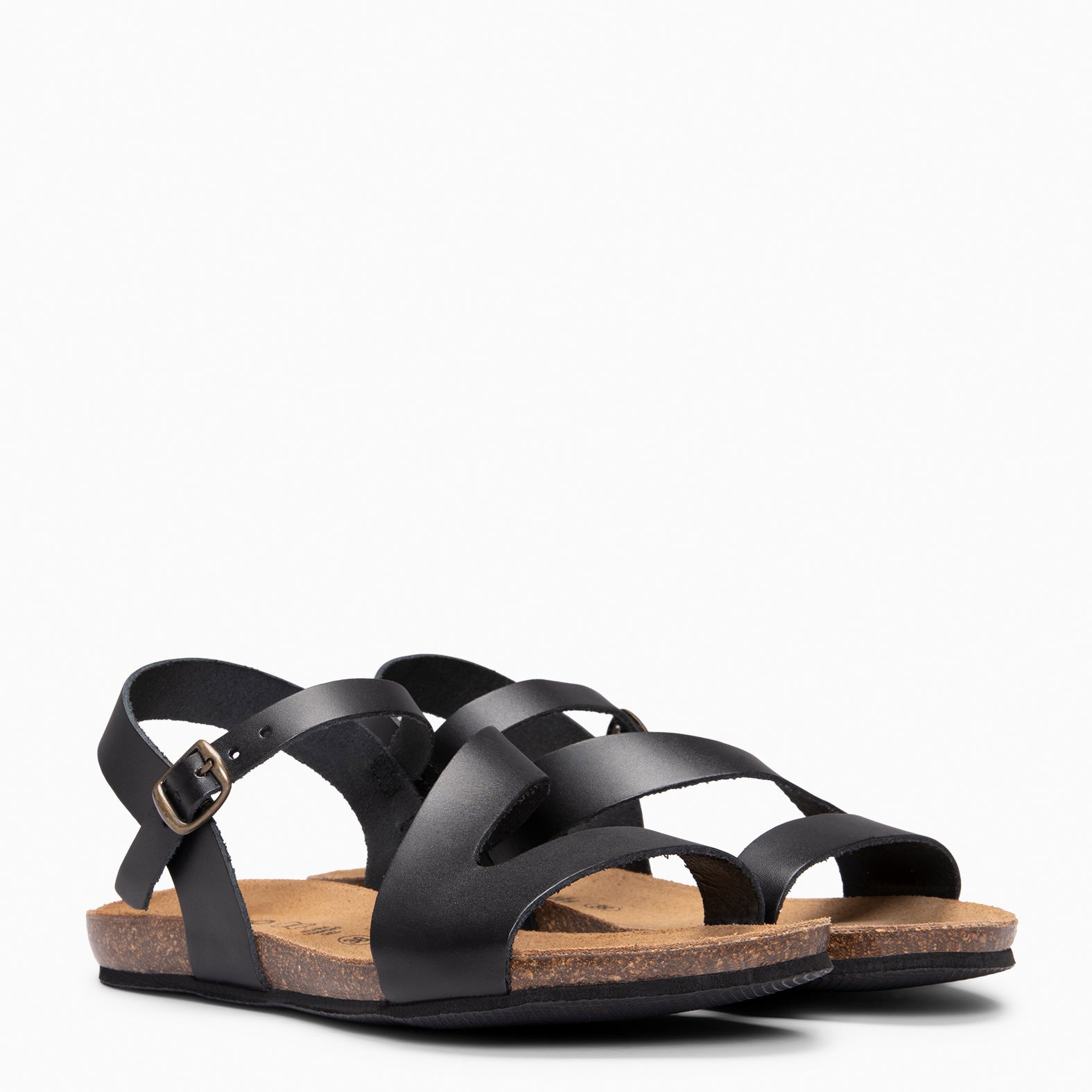 LIS - Sandalias BIO de piel de Vaquetilla NEGRO