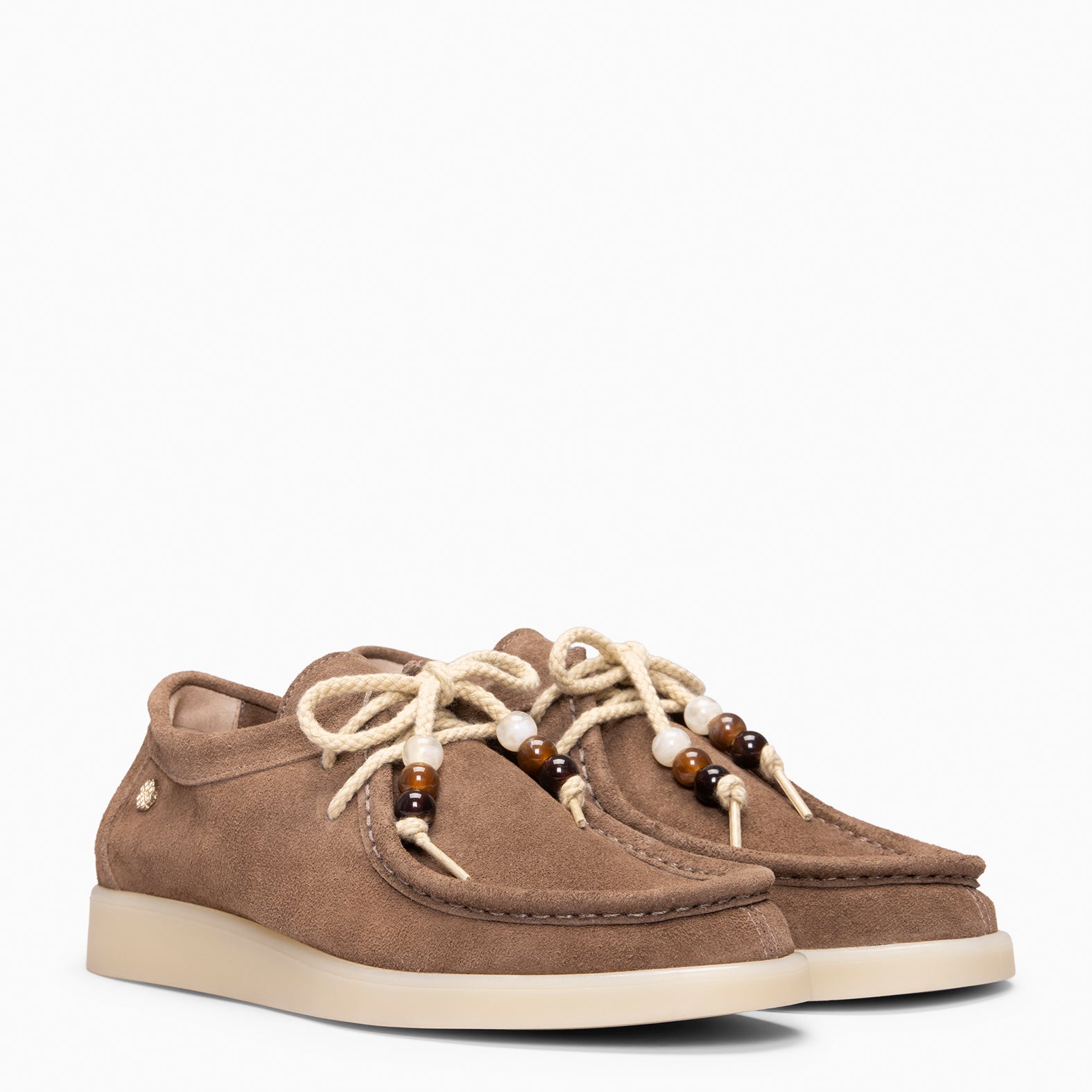 TUPI - Mocasines con cordones de serraje TAUPE