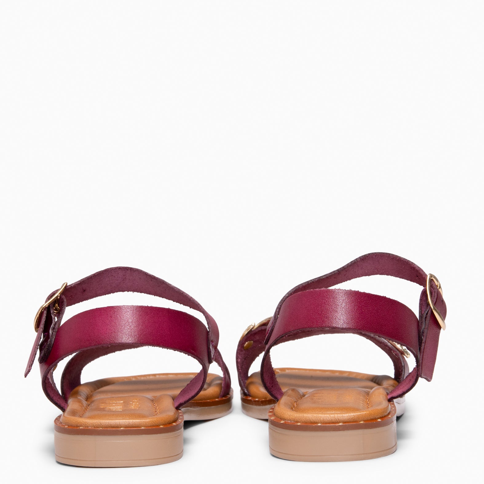 THEMIS - Sandalias planas de piel VINO