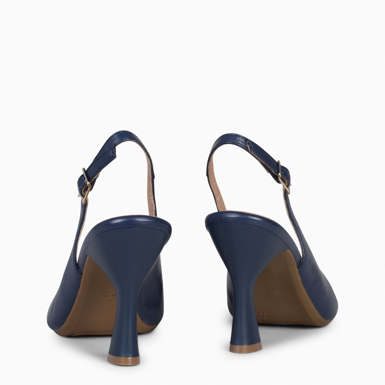 GLAM SLINGBACKS – Escarpins à talon slingbacks en cuir BLEU MARINE