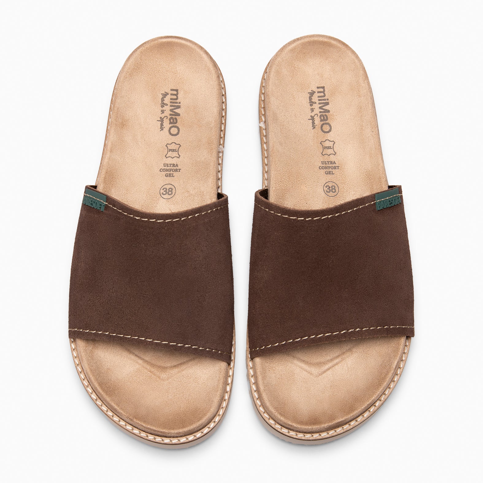 CUBA - Sandalias tipo pala de serraje MARRON