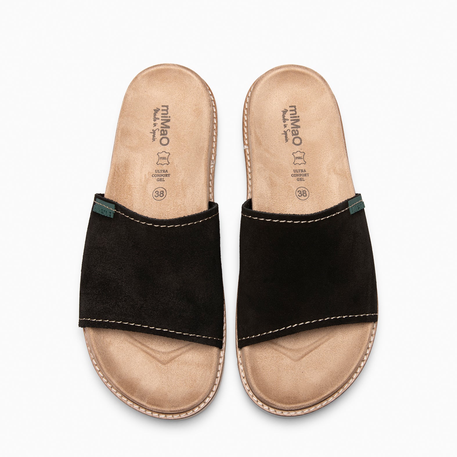 CUBA - Sandalias tipo pala de serraje NEGRO