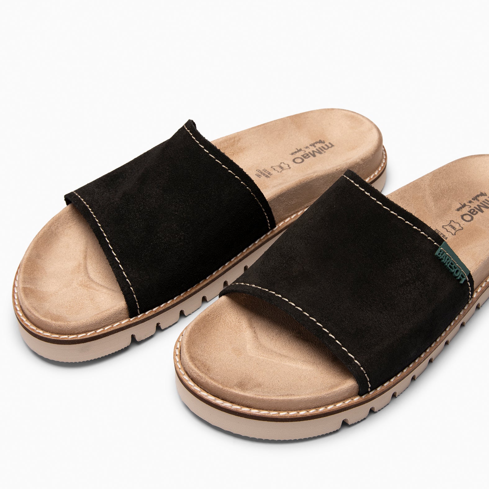 CUBA - Sandalias tipo pala de serraje NEGRO