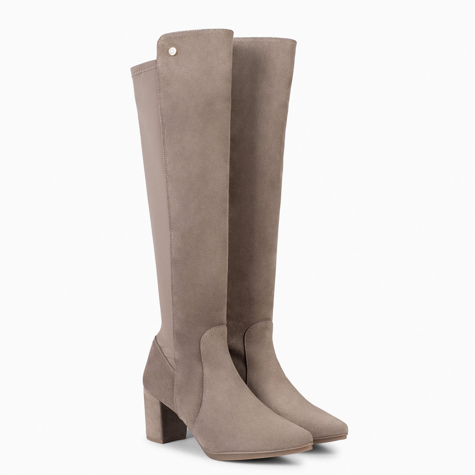 SUNSET – Bottes à talon et tige élastique TAUPE