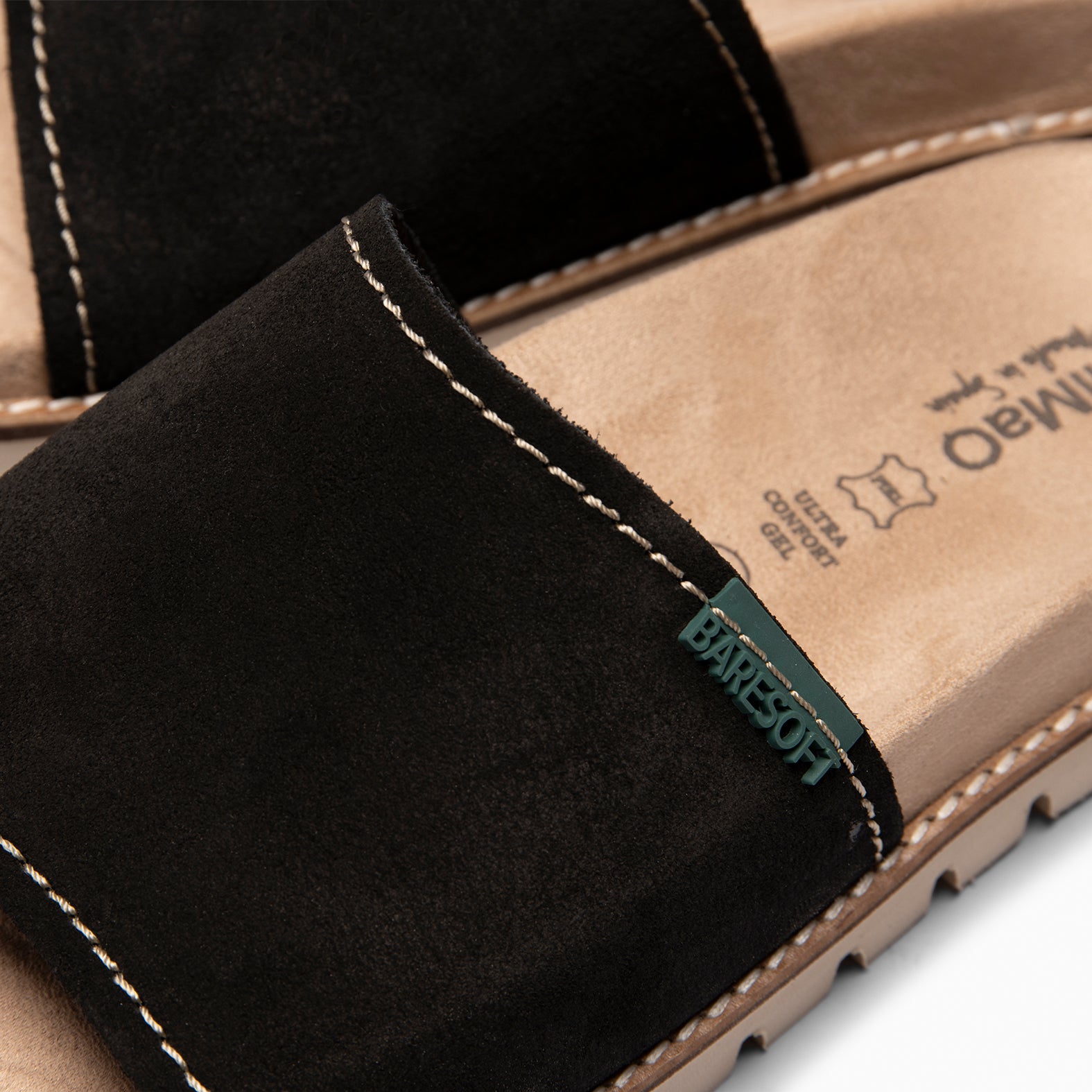CUBA - Sandalias tipo pala de serraje NEGRO