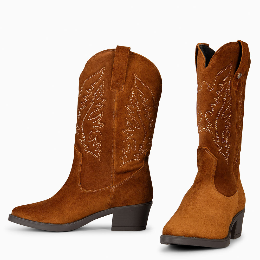 UTAH - Botas Cowboy bordado COÑAC | miMaO